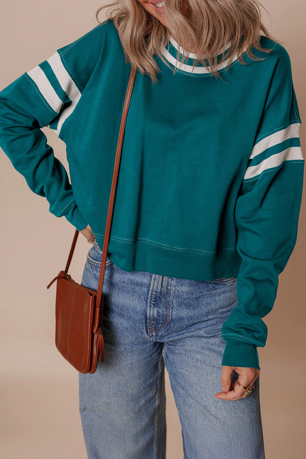 Threaded Pear Women's Jadeita Patchwork Drop Shoulder Sweatshirt