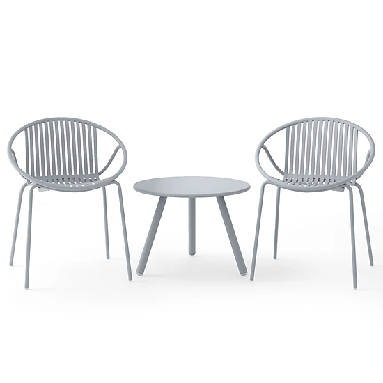 SUGIFT 3-Piece Gray Patio Conversation Set with 330-lb Chairs, Slat ...