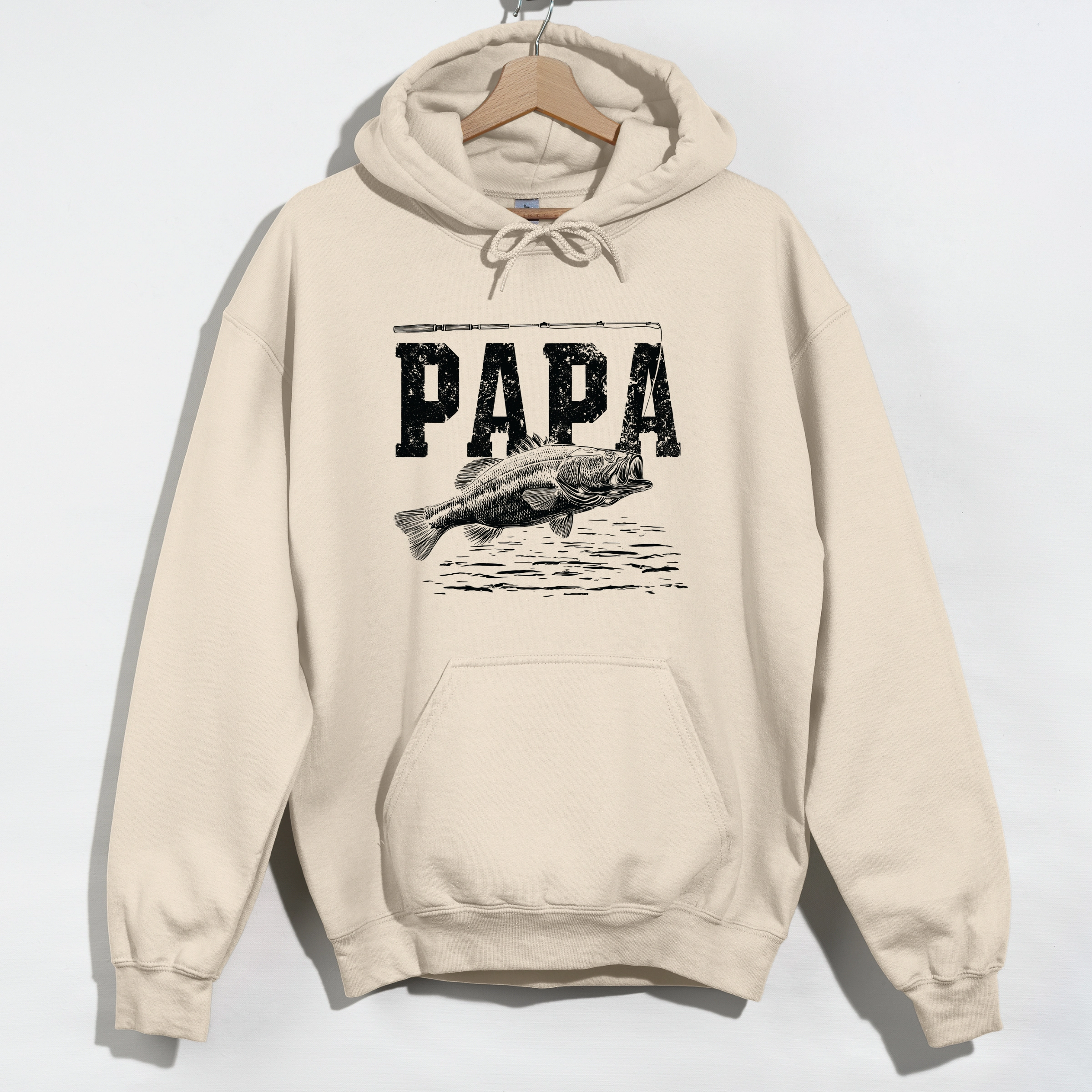 Simply Sage Market - Men's Graphic Hoodie Papa Fishing Distressed