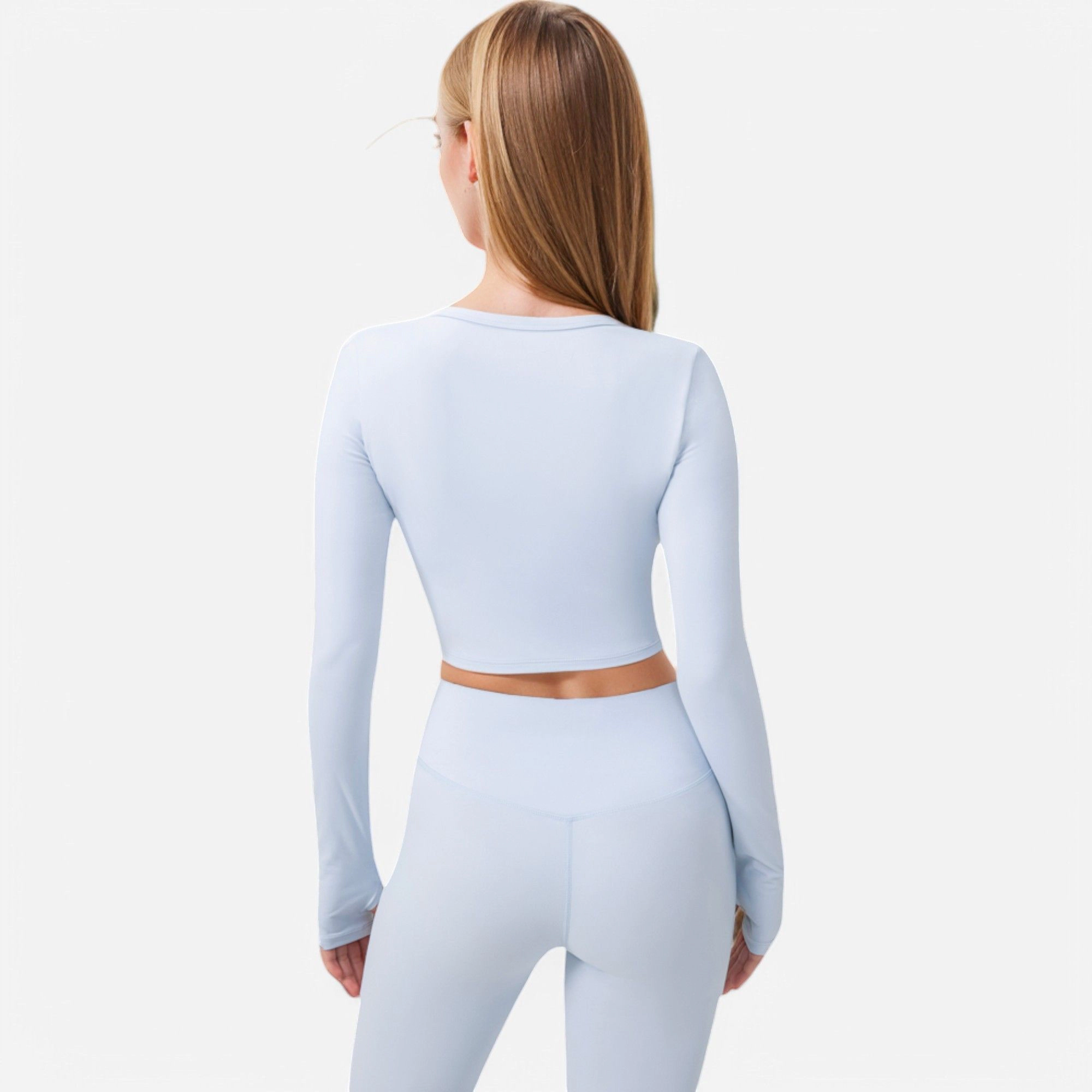 Anna-Kaci Women's Cropped Button-Front Long Sleeve Top with Thumbholes