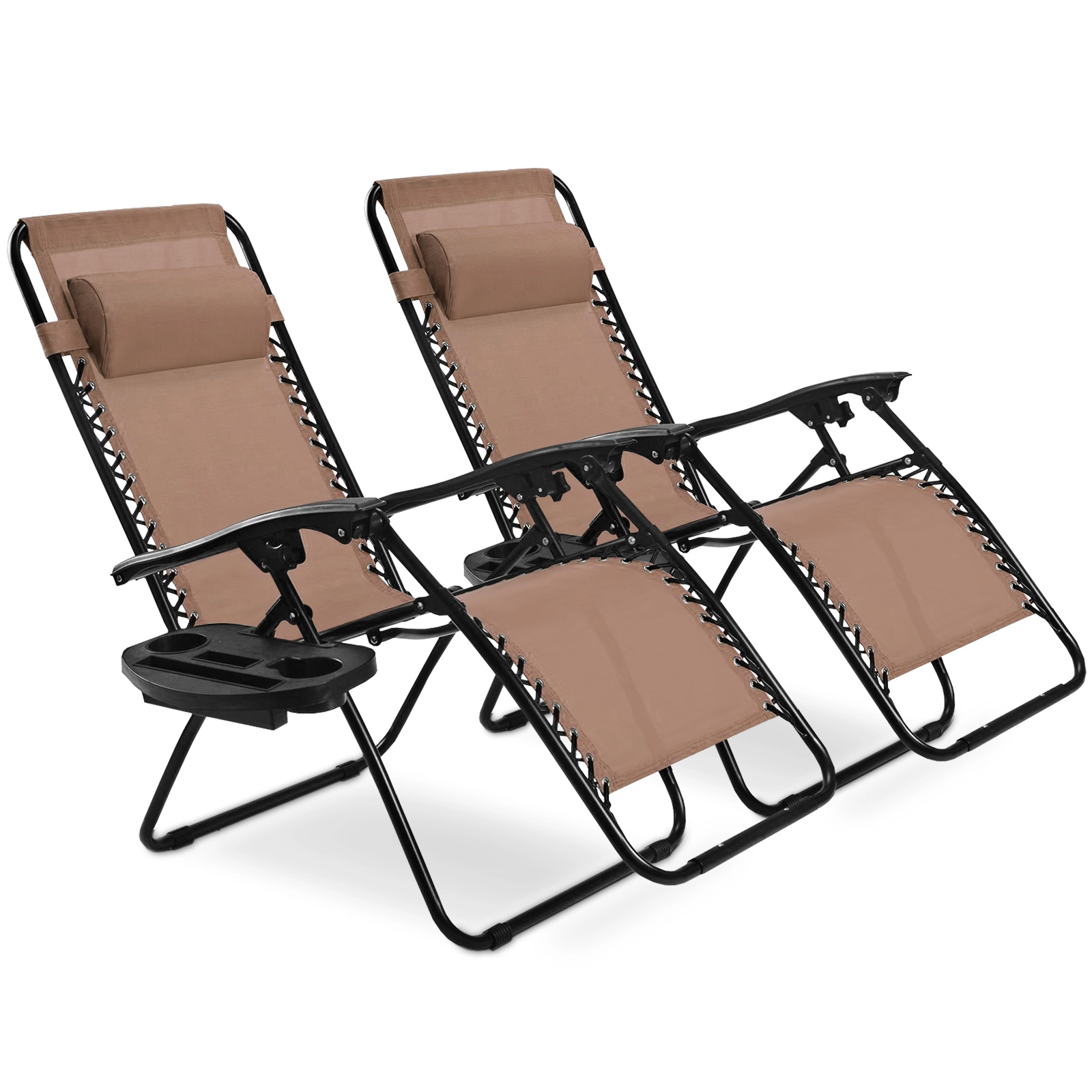 SUGIFT Set of 2 Brown Zero Gravity Reclining Chairs, 310-lb Capacity