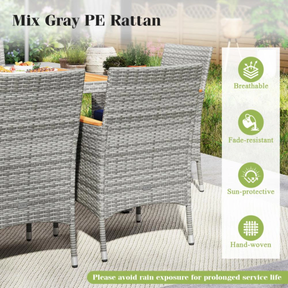 Hivvago 9 Pieces Patio Pe Wicker Dining Set For Deck, Garden And Yard