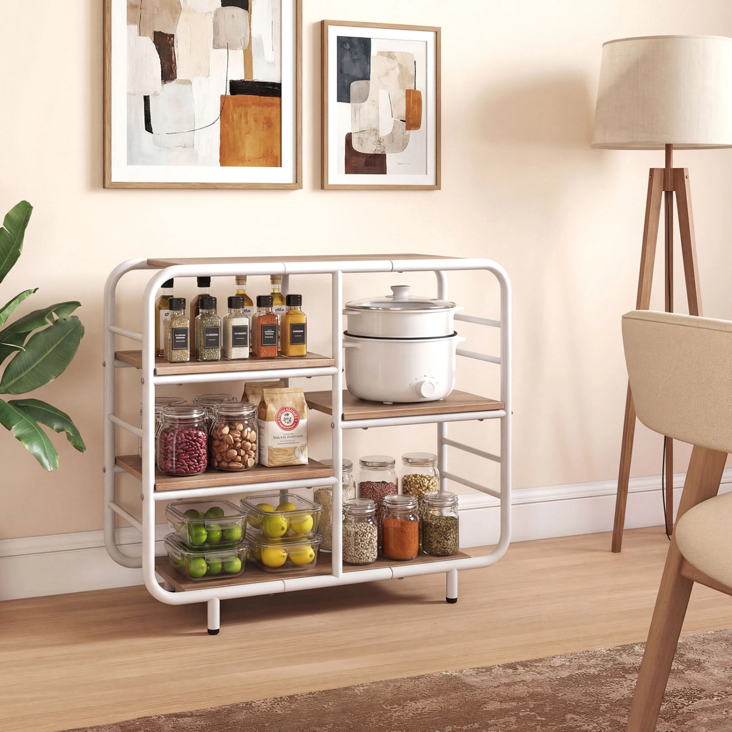 LJG 5-Tier Storage Organizer Open Book Shelf with Metal Frame