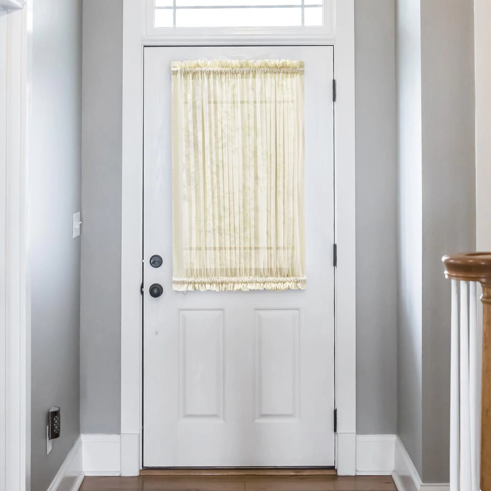 Ellis Curtain Shadow Stripe 1.5" Rod Pocket Semi Sheer Door Curtain Panel 40" x 72" Natural