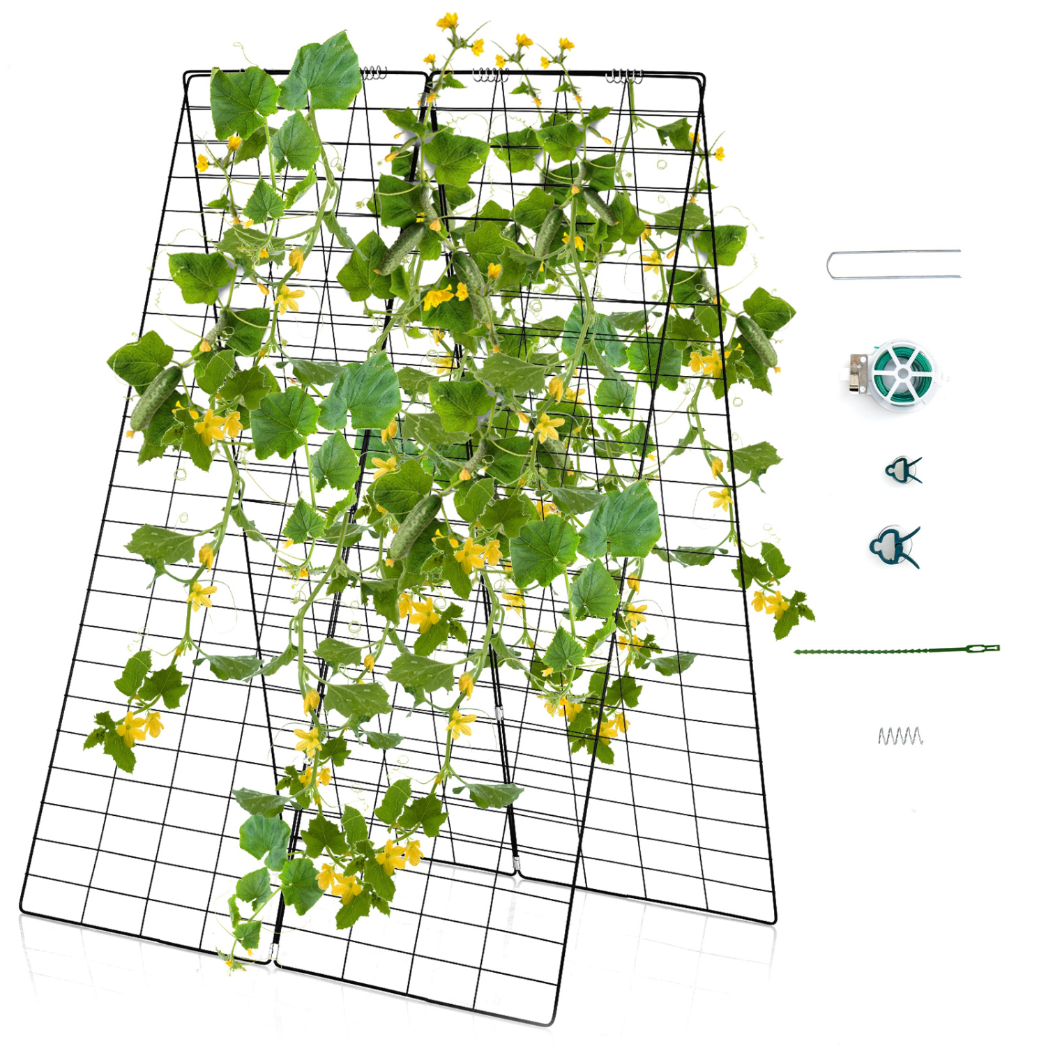 LJG A-Frame Garden Trellis for Climbing Plant with Ground Stake and Cable Tie