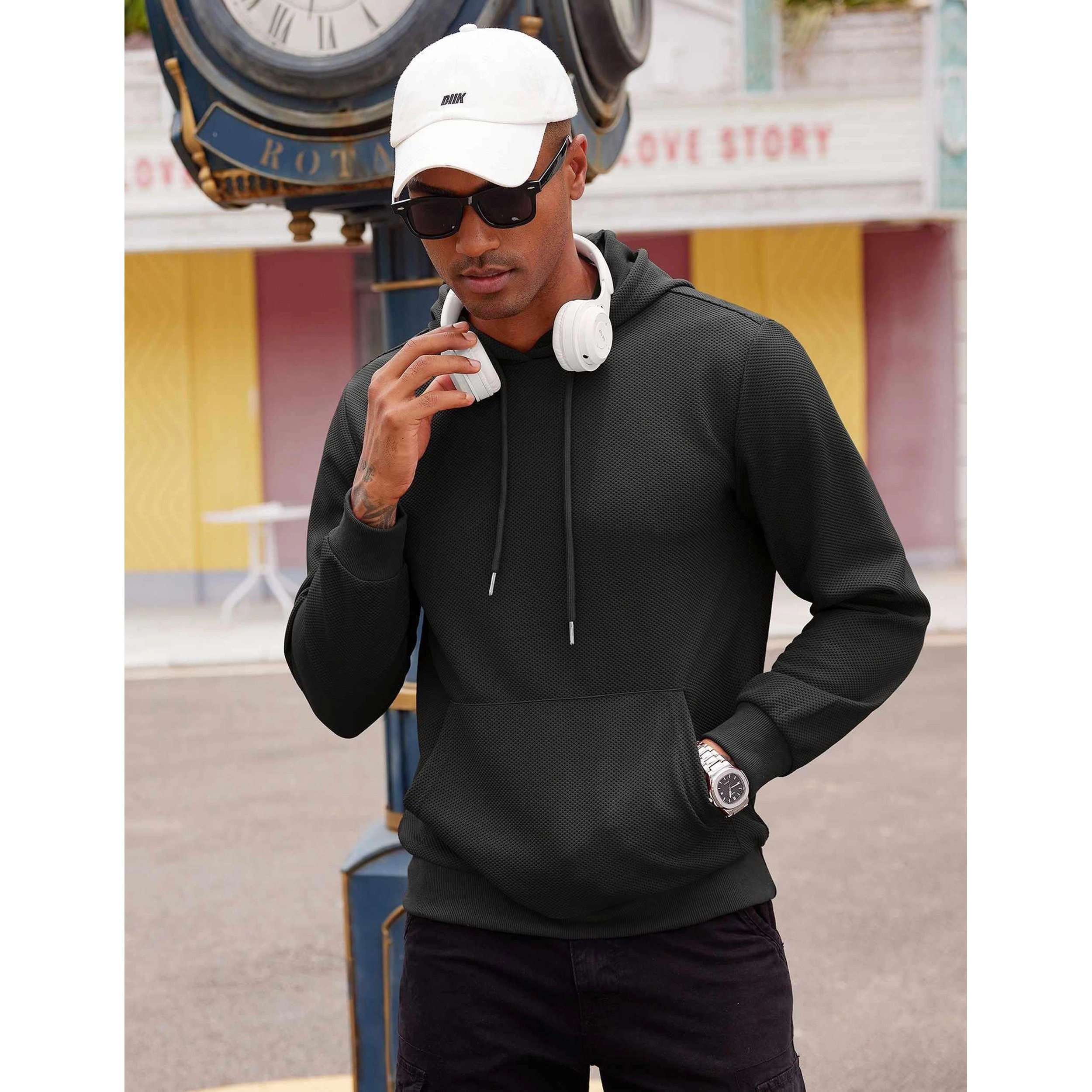 COOFANDY Men's Regular Fit Textured Pullover Hoodie