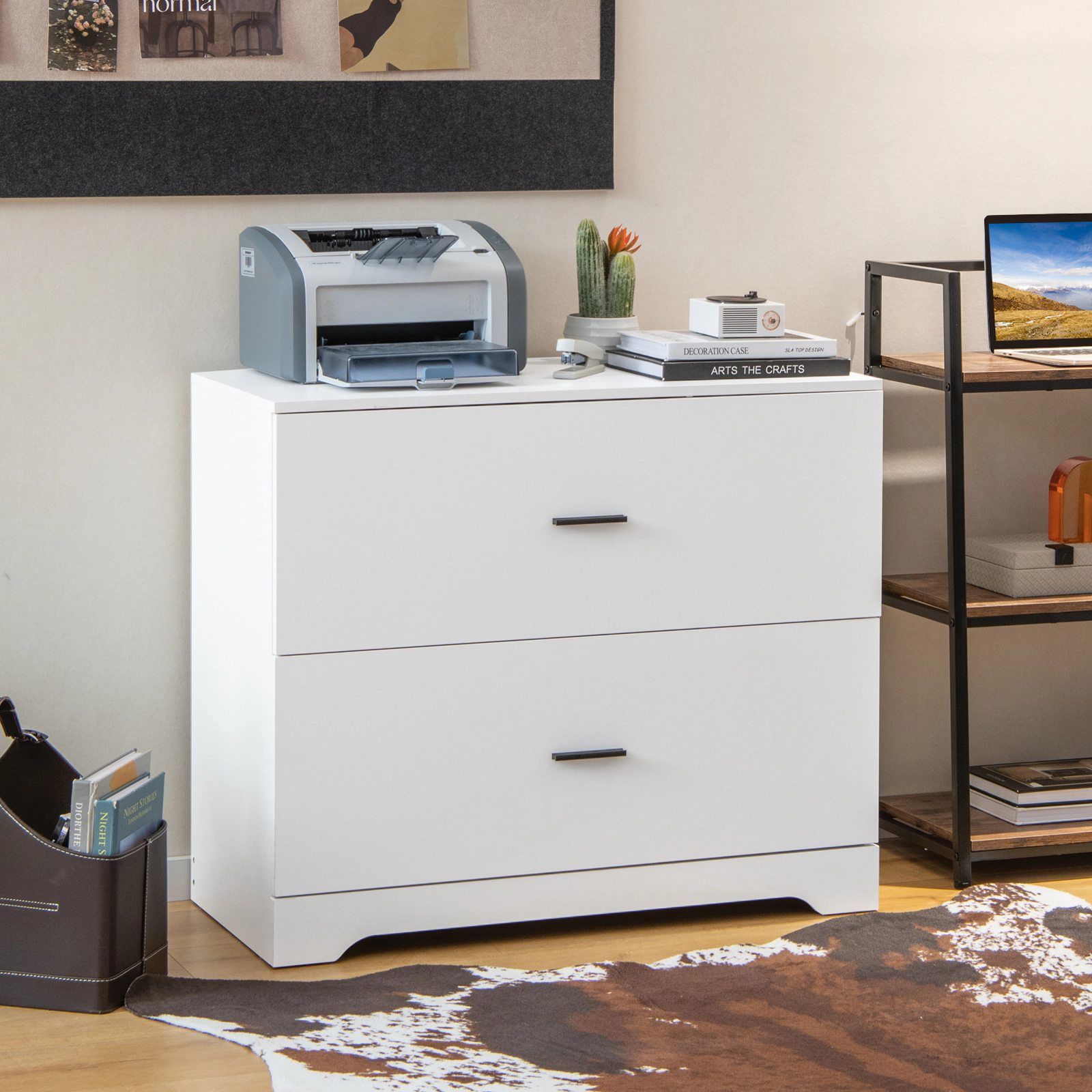 SUGIFT 2-Drawer Lateral File Cabinet 220-lb Capacity with Adjustable Bars for Home and Office White