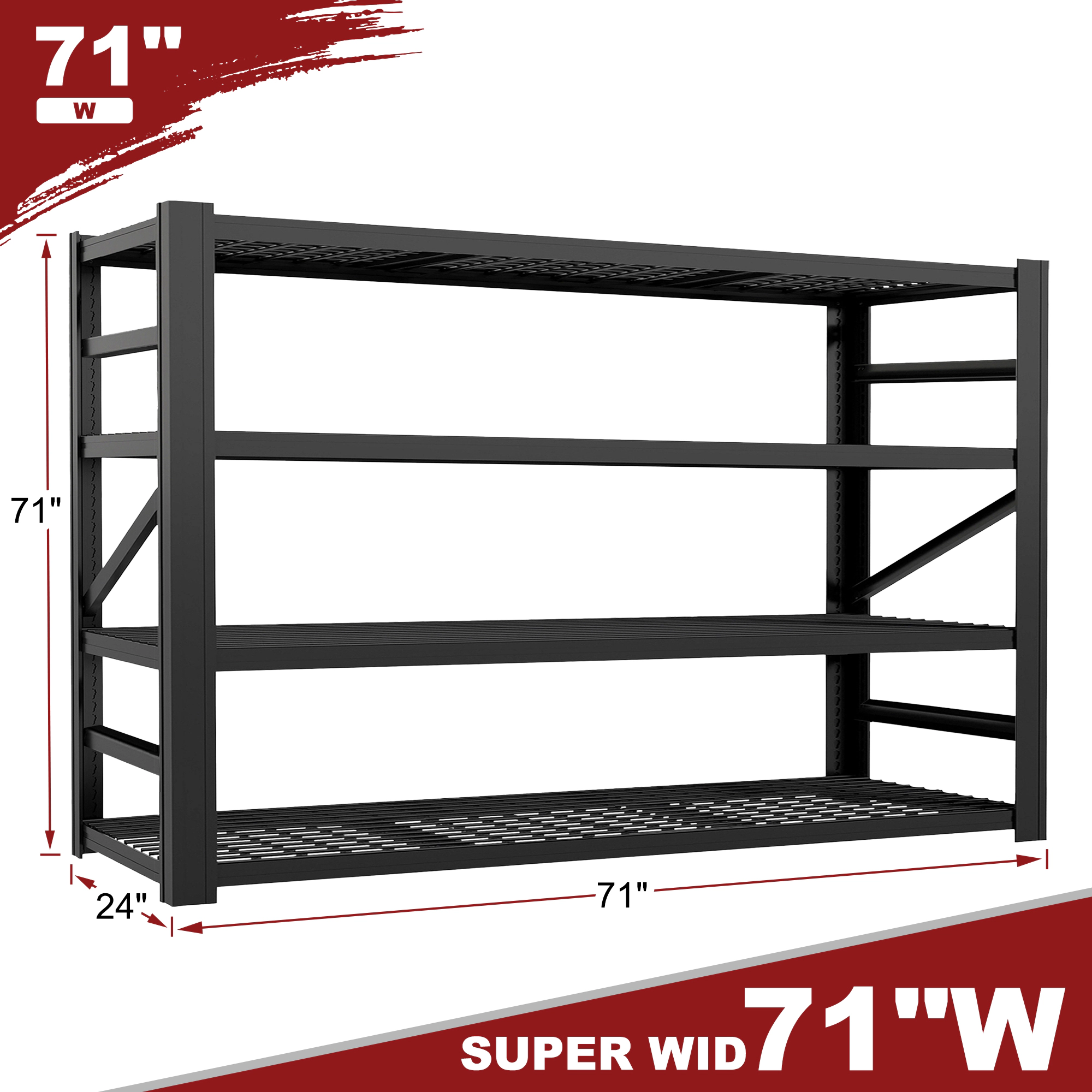 Flynama 5-Shelf Freestanding Pantry Shelving, Heavy Duty Steel, White (47.2"W x 72"H x 23.6"D)