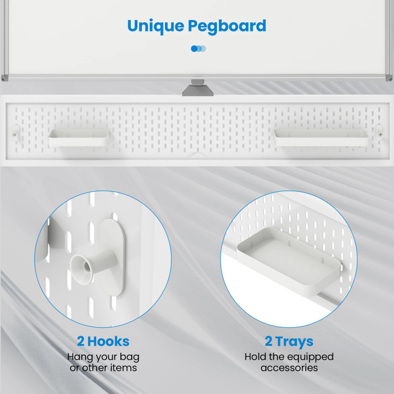 SUGIFT 48-in x 36-in Double-Sided Mobile Magnetic Whiteboard with Pegboard and Adjustable Height