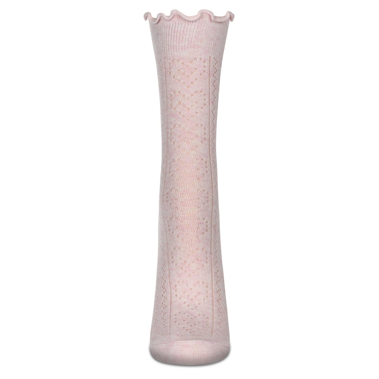 MeMoi Women's Heart Ruffle Cuff Pointelle Crew Socks