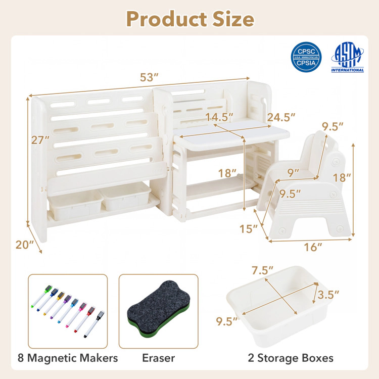 Hivvago Kids Writing Desk And Chair Set With Side Bookshelves