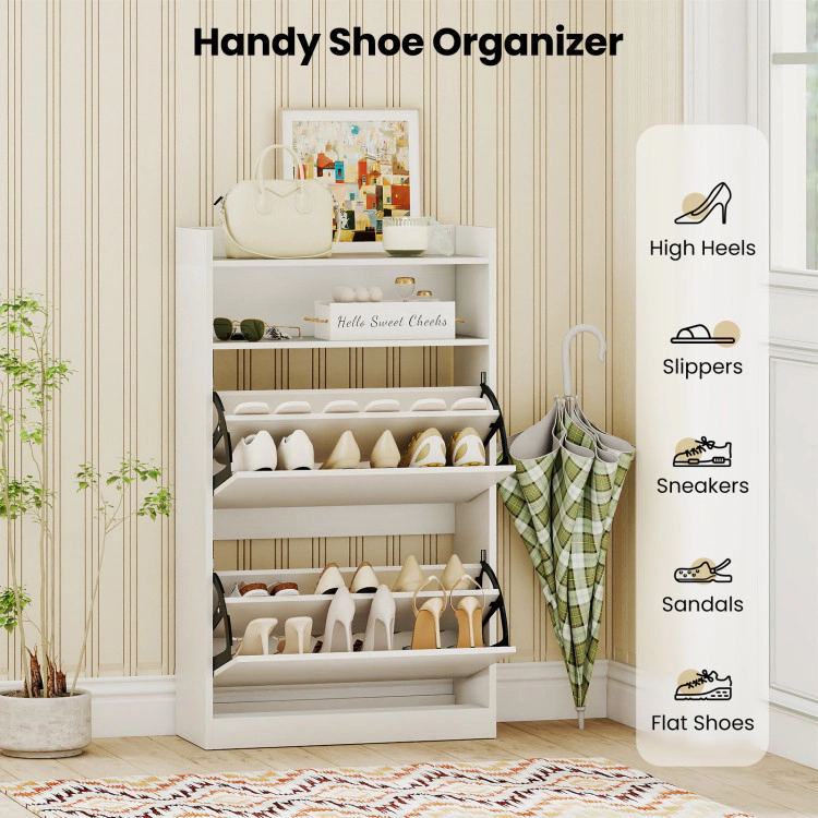 Hivvago Shoe Storage Cabinet Hidden Shoe Rack with 2 Flip Drawers Adjustable and Removable Shelves