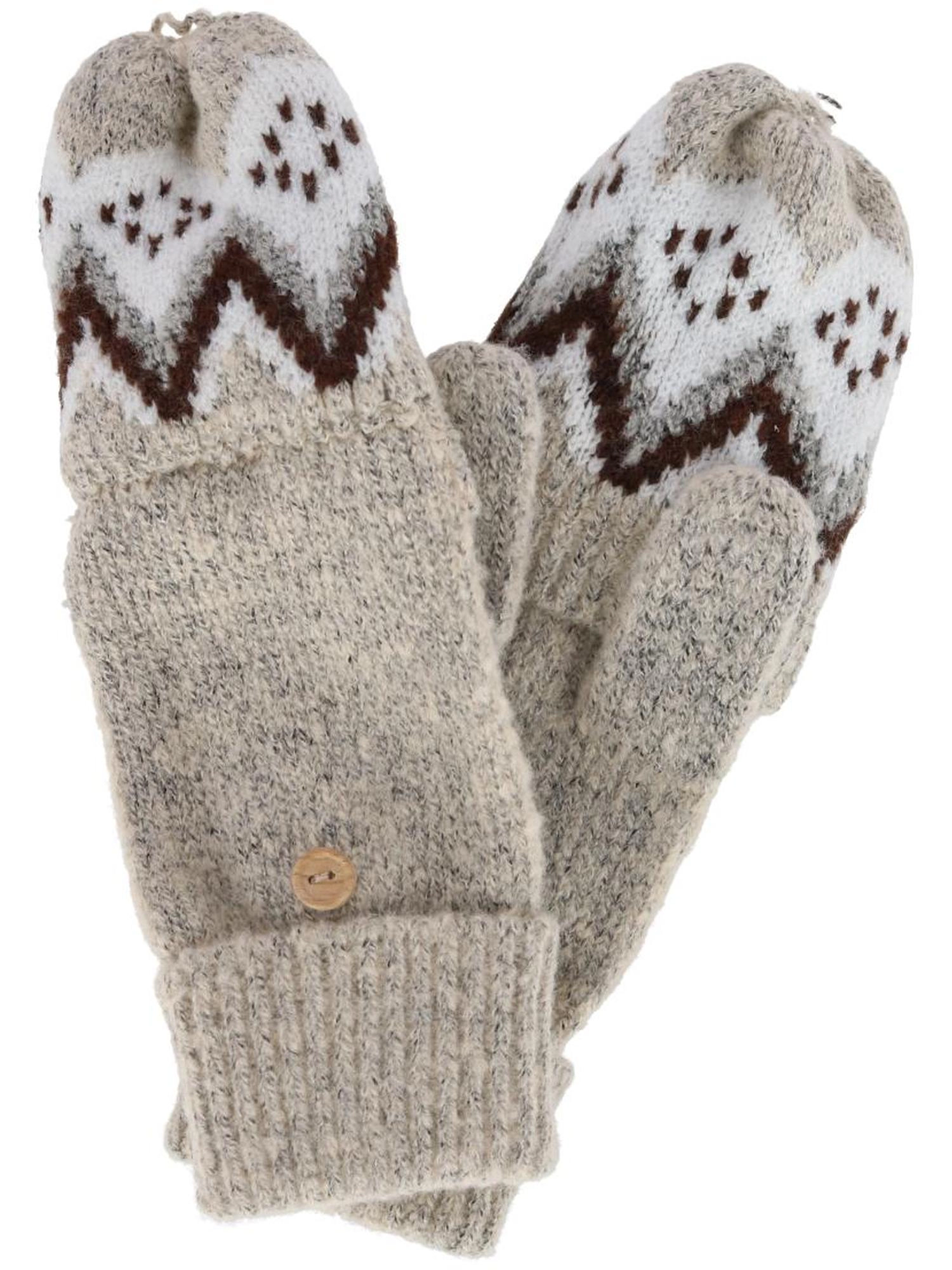 Grand Sierra Women's Convertible Winter Knit Fingerless Glove to Mitten