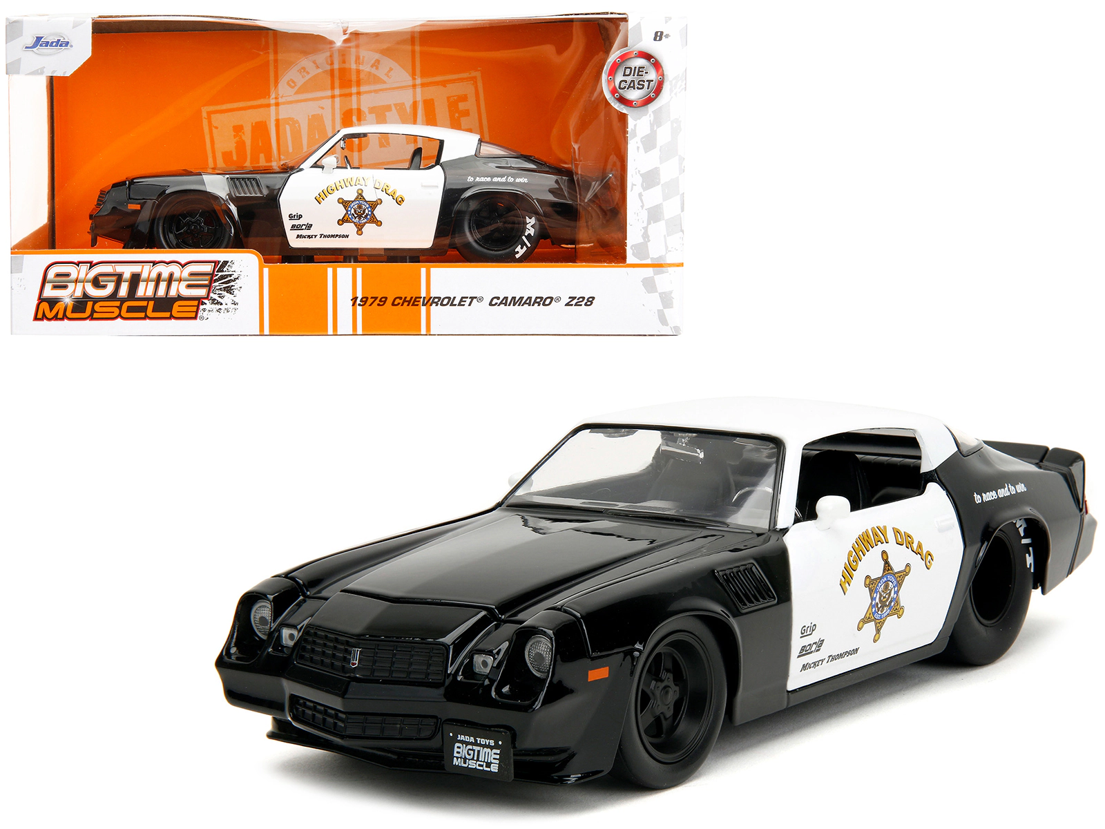 Jada Collectible 1979 Chevrolet Camaro Z28 Police Black And White "Highway Drag" "Bigtime Muscle" Series 1/24 Diecast