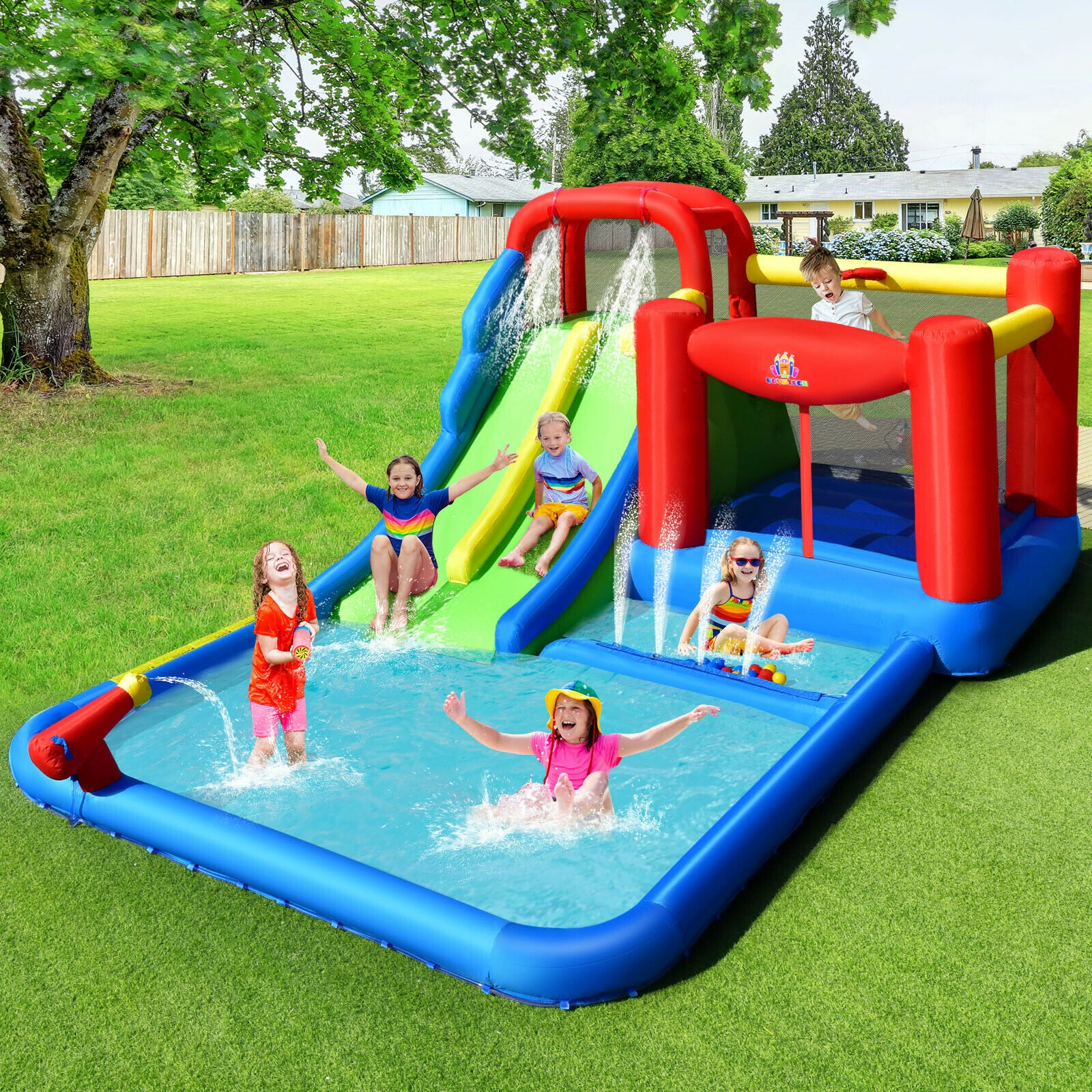 Hivvago Inflatable Water Slide with Ocean Balls for Kids without Blower
