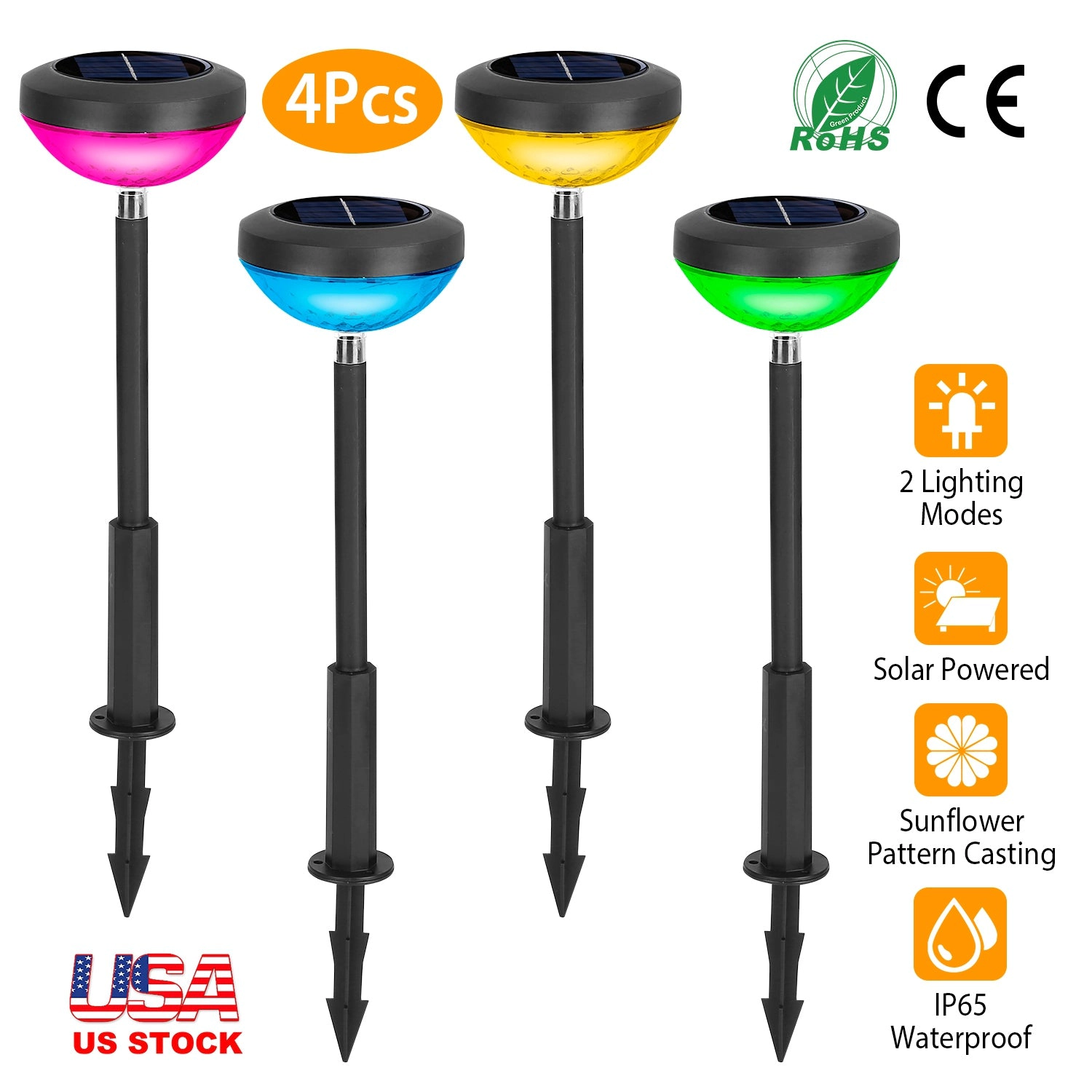 GBruno Solar Sunflower Pathway Lights 4-Pack