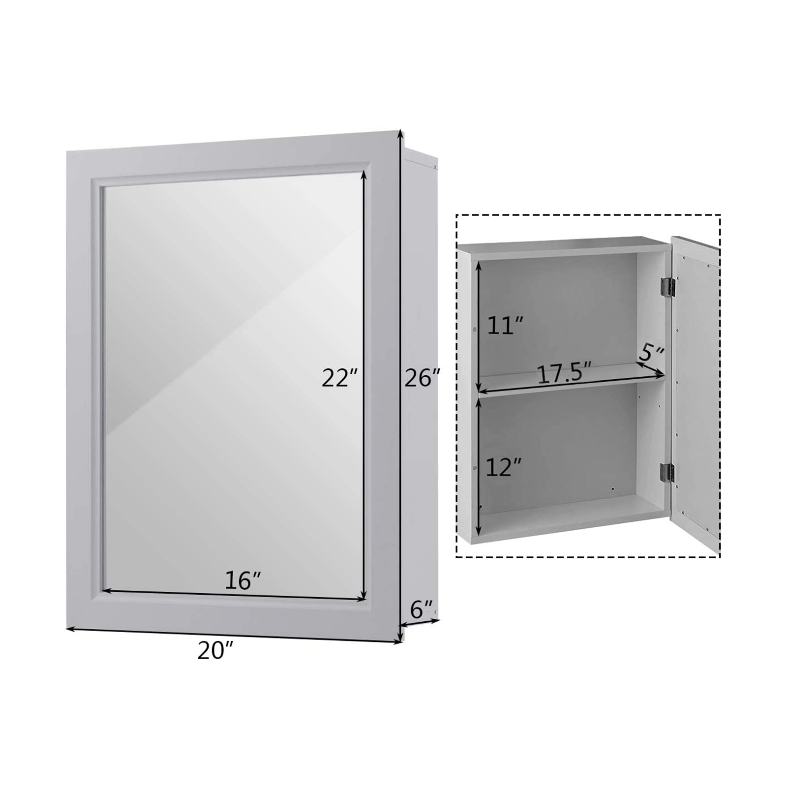 SlickBlue Wall Mounted Bathroom Cabinet with Mirror & Storage Shelf