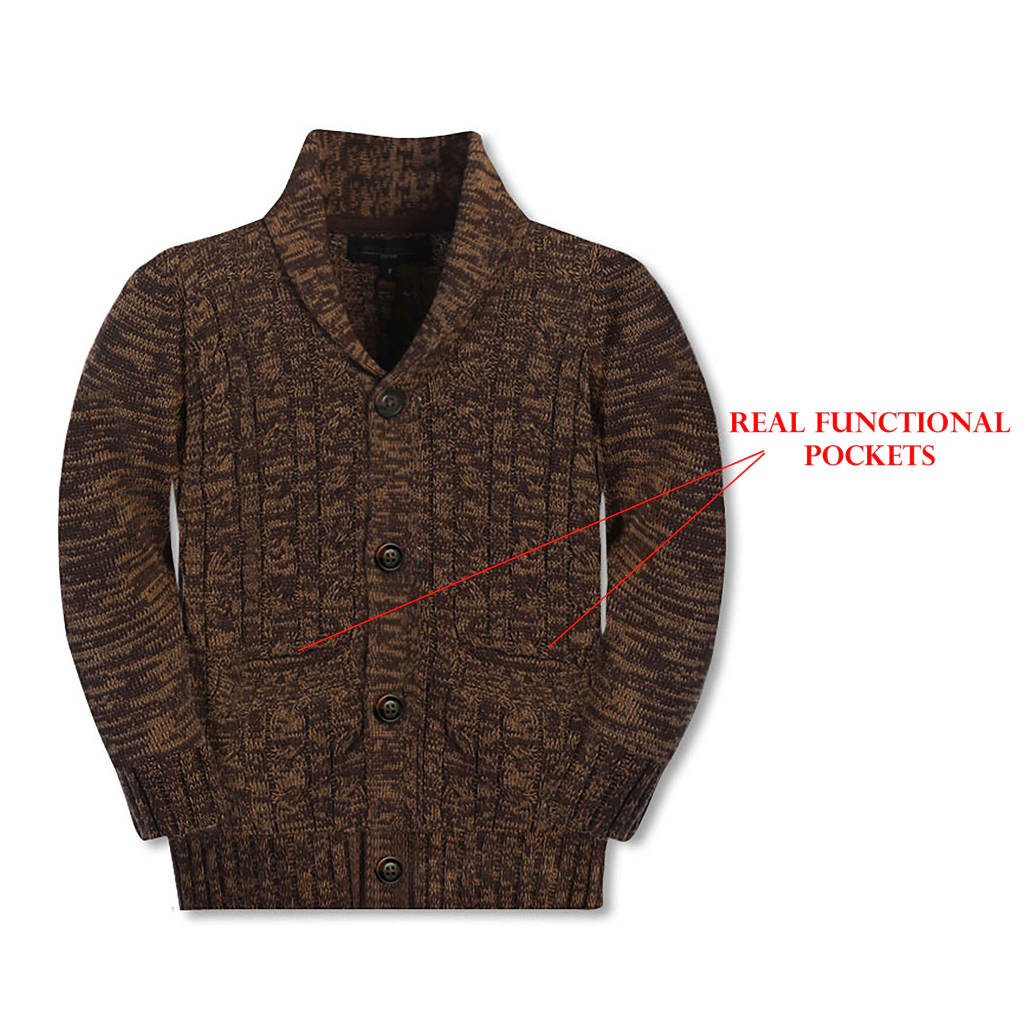 Gioberti Boy's 100% Cotton Knitted Shawl Collar Cardigan Sweater