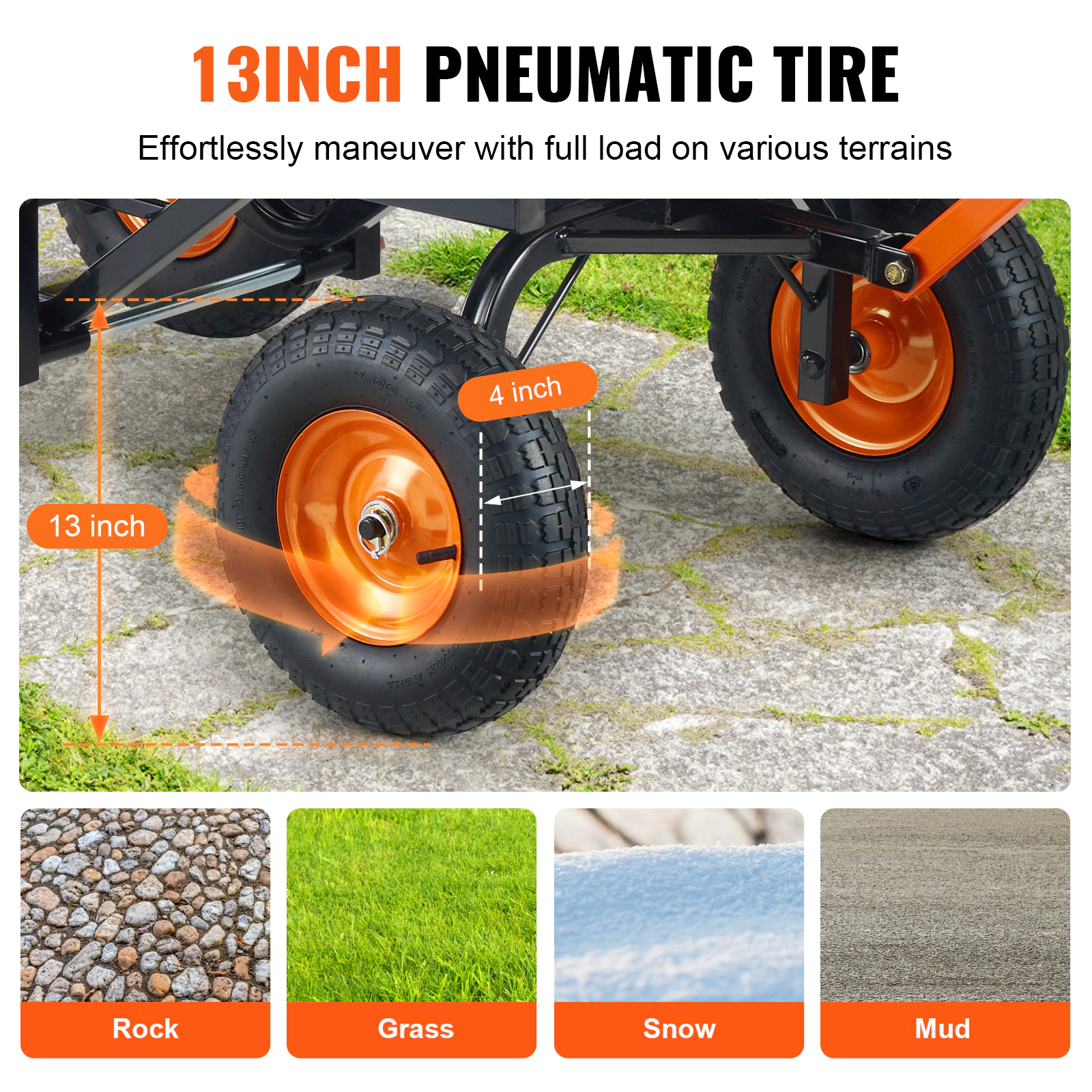 HONGGE Garden Cart Durable Poly Dump Cart with Simple Assembly Steel Structure Versatile Dump Wagon with Dual-Function