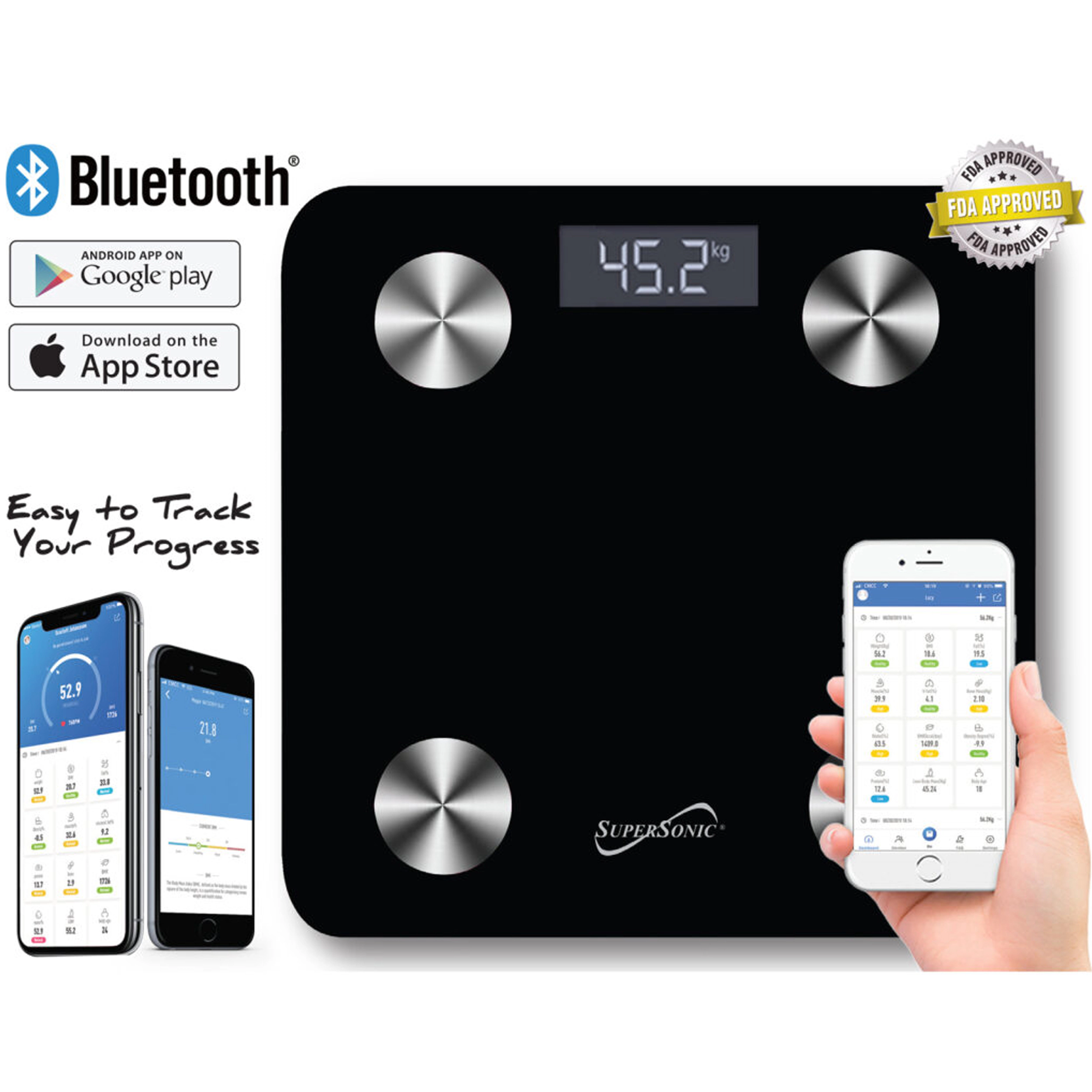 Super Sonic Smart Scale Body Composition Analyzer With Smartphone App