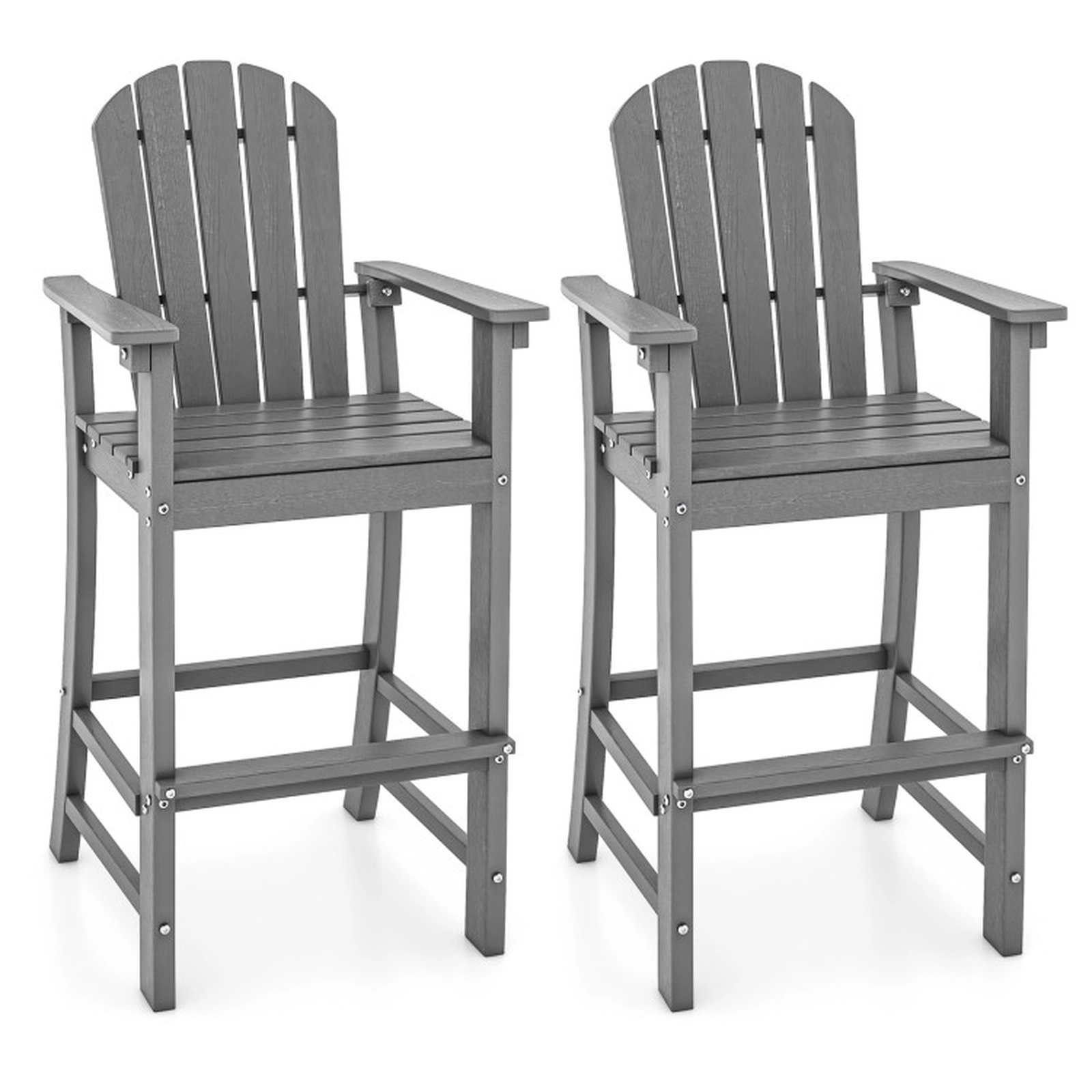 SUGIFT Armrests and Footrest Set of 2 Counter Height Outdoor HDPE Bar Stools