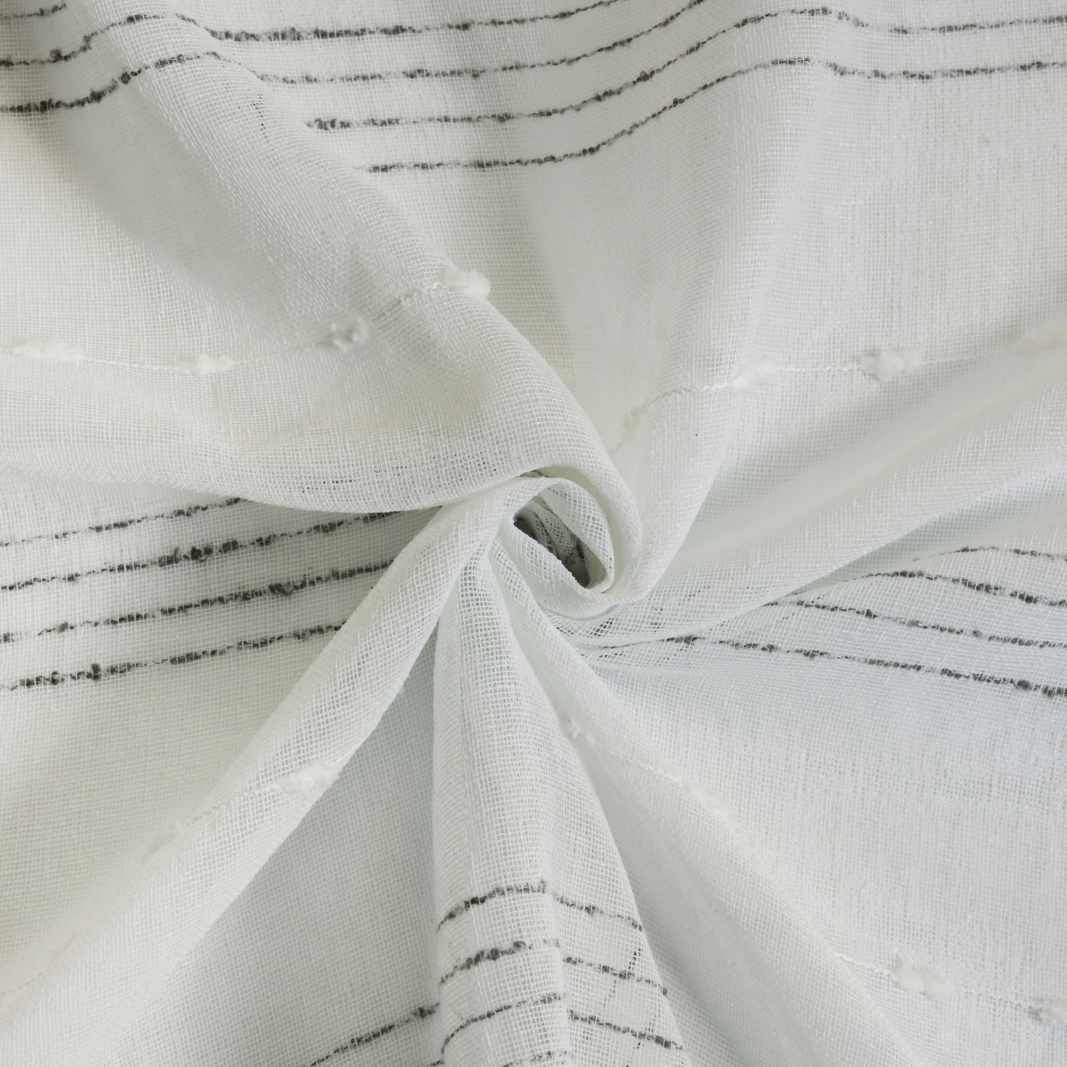 Habitat 100% Polyester Jasper Sheer Faux Linen Stripe Grommet Curtain Panel 52" x 95" White