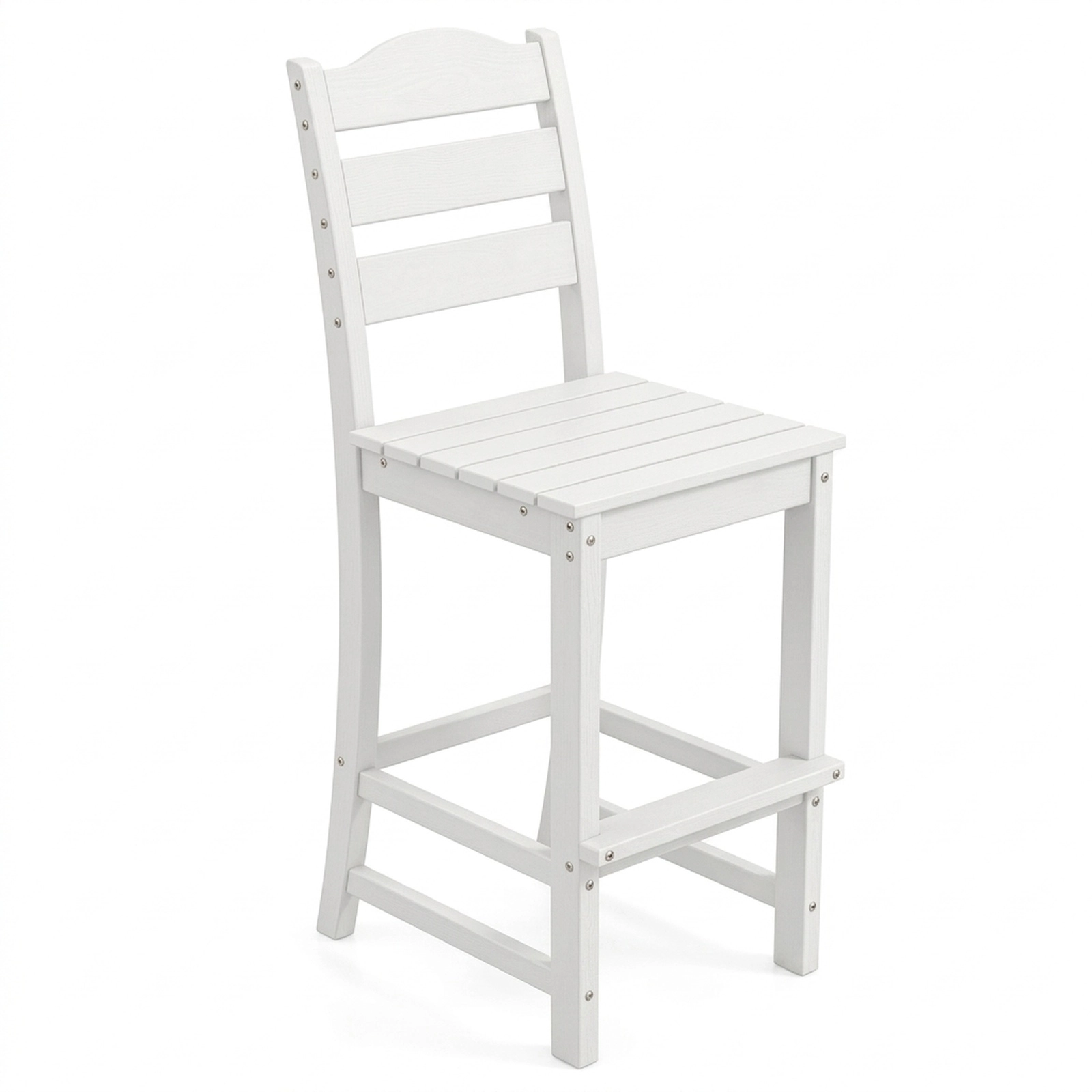 SUGIFT Gray 30-in HDPE Outdoor Bar Stool with Curved Back and Wide Footrest
