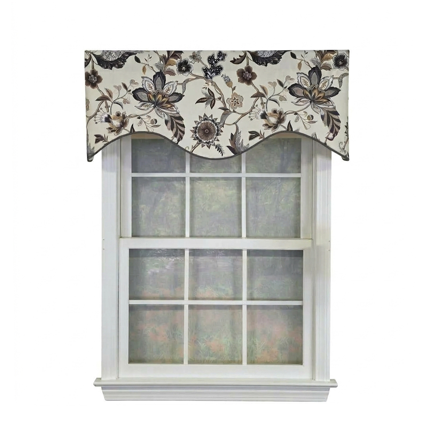 RLF Home 100% Cotton Zanzibar Cornice With Poly/Cotton Ivory lining Rod Pocket Valance 50" x 17" Gray