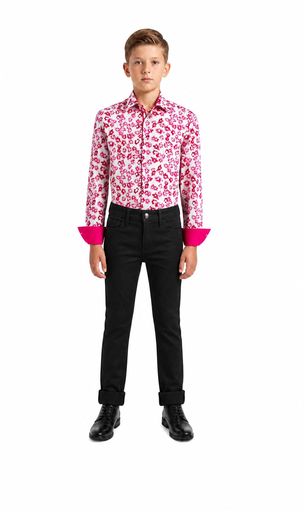 Elie Balleh Boys Slim Fit Floral Button-Down Shirt