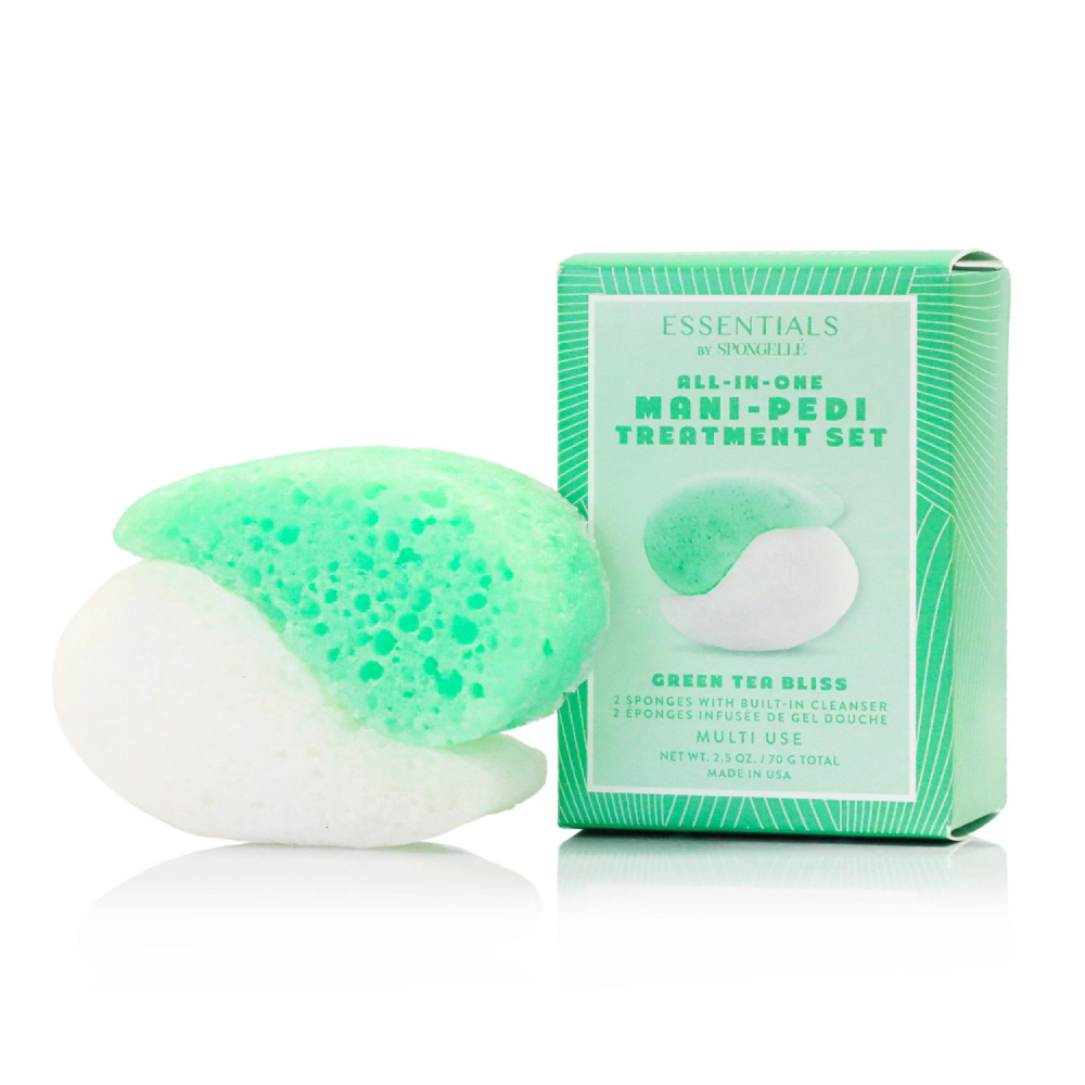 ESSENTIALS BY SPONGELLE- MANI/PEDI BUFFER SET- GREEN TEA BLISS