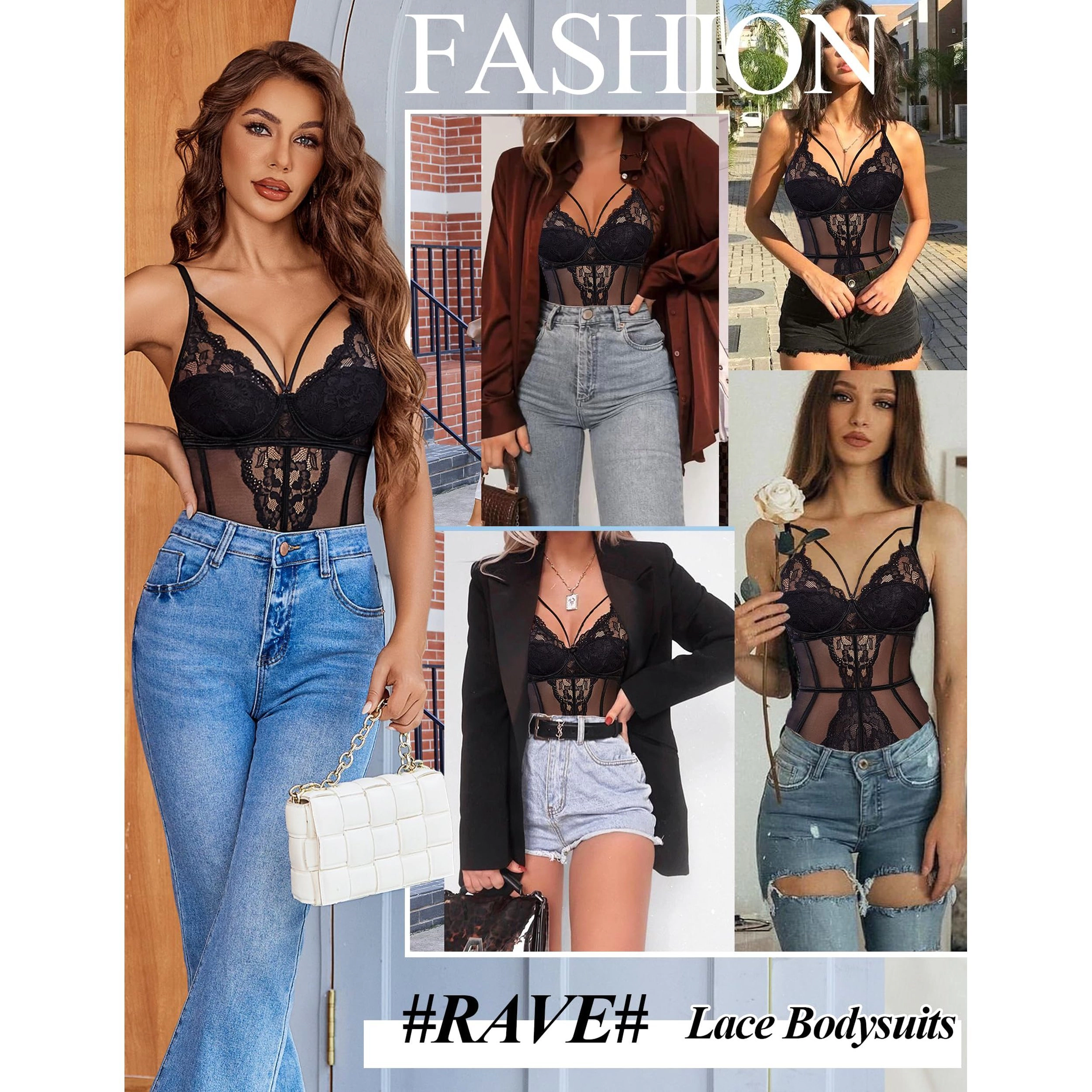 Avidlove Women's Lace Teddy Strappy Babydoll Bodysuit with Snap Crotch