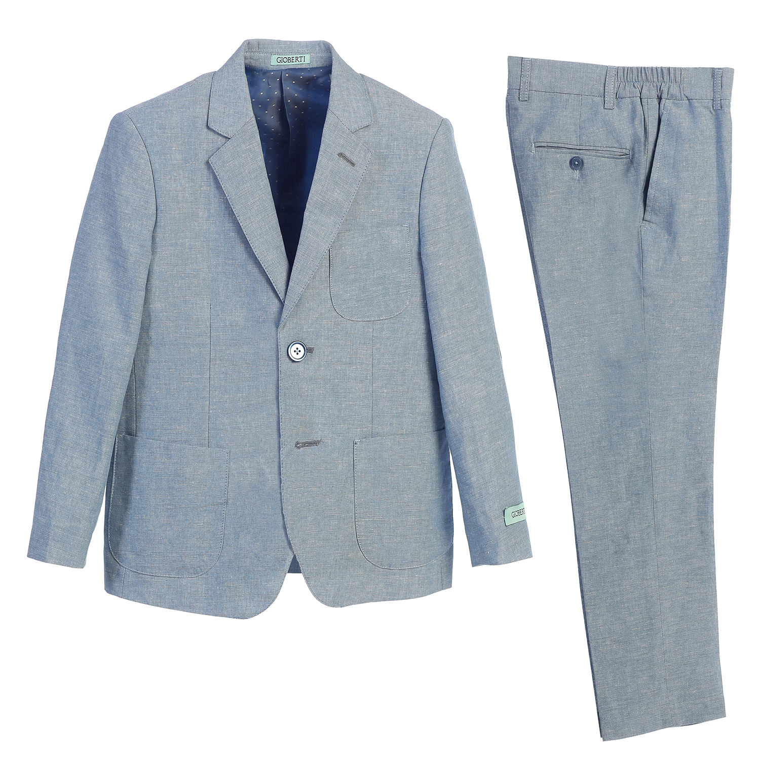 Gioberti Boy's Linen Blend Suit Set Jacket And Dress Pants
