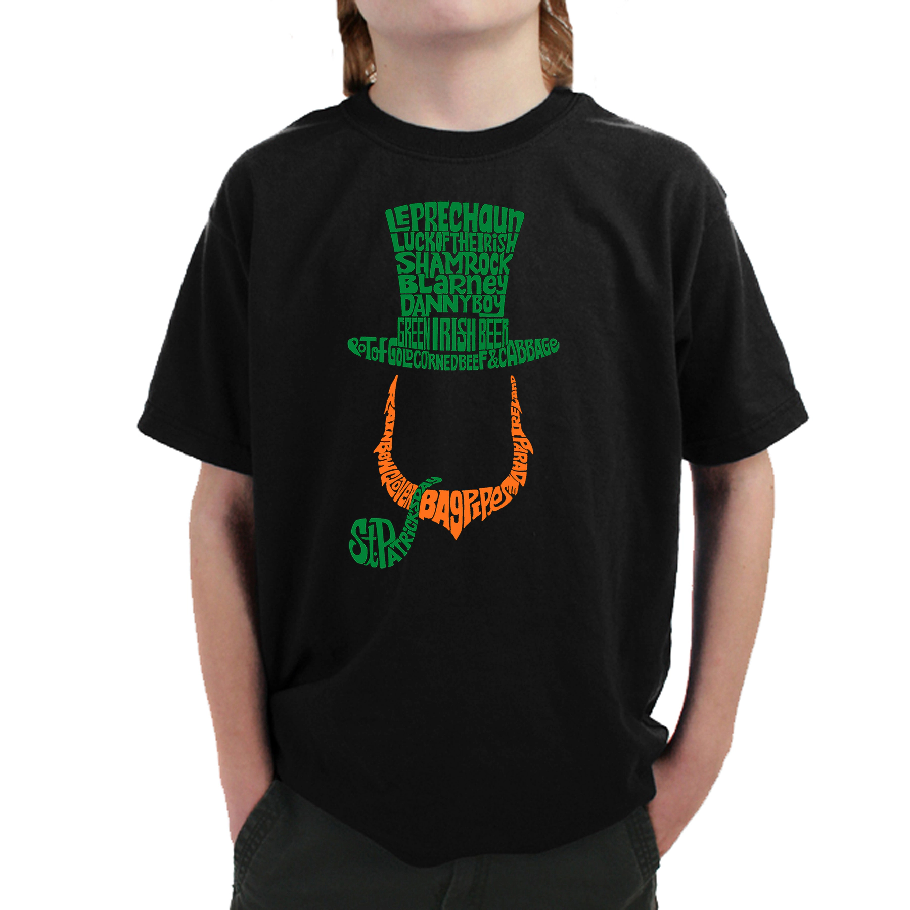 LA Pop Art Boy's Word T-Shirt - Leprechaun
