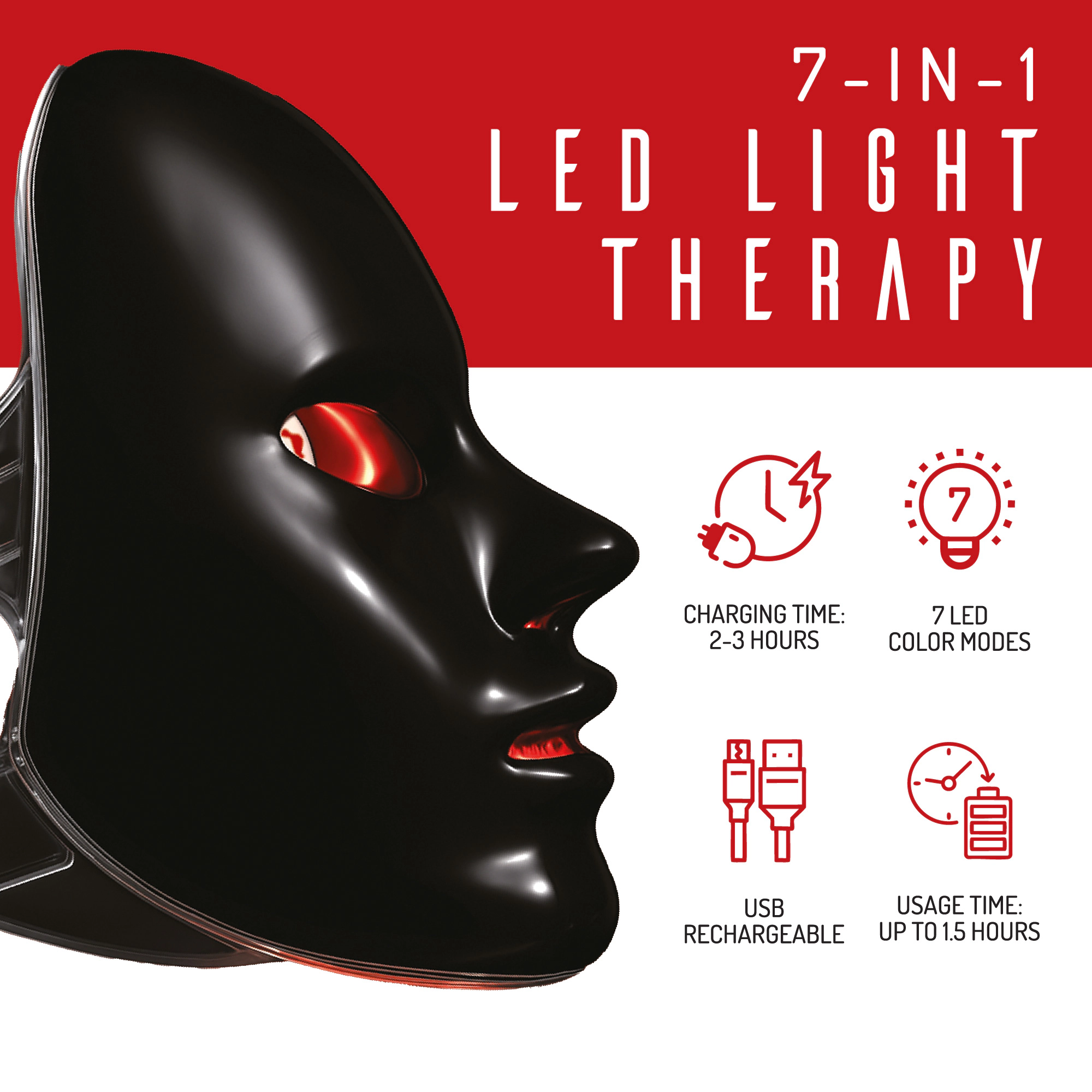 Pursonic Women’s LED Light Therapy 7-in-1 Face Mask – Advanced Skincare at Home!