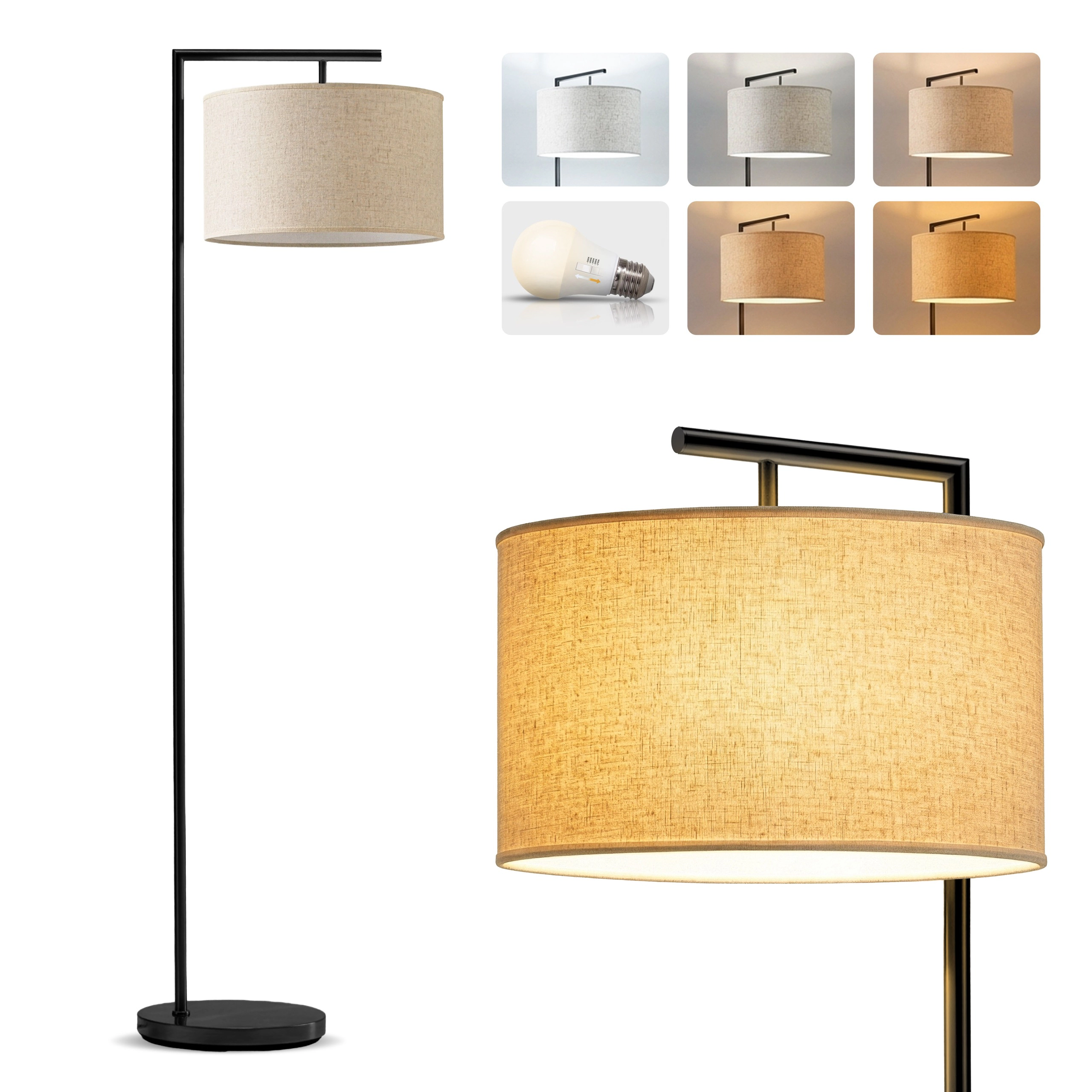 Brightech Montage Modern Drum Pleated Floor Lamp