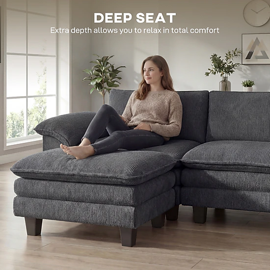 Hivvago L-Shaped Sectional Sofa With Movable Ottoman