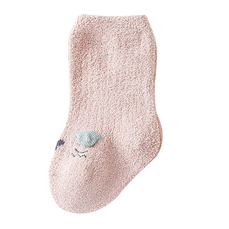 MyKids-USA Baby Cartoon Coral Fleece Mid-Tube Socks