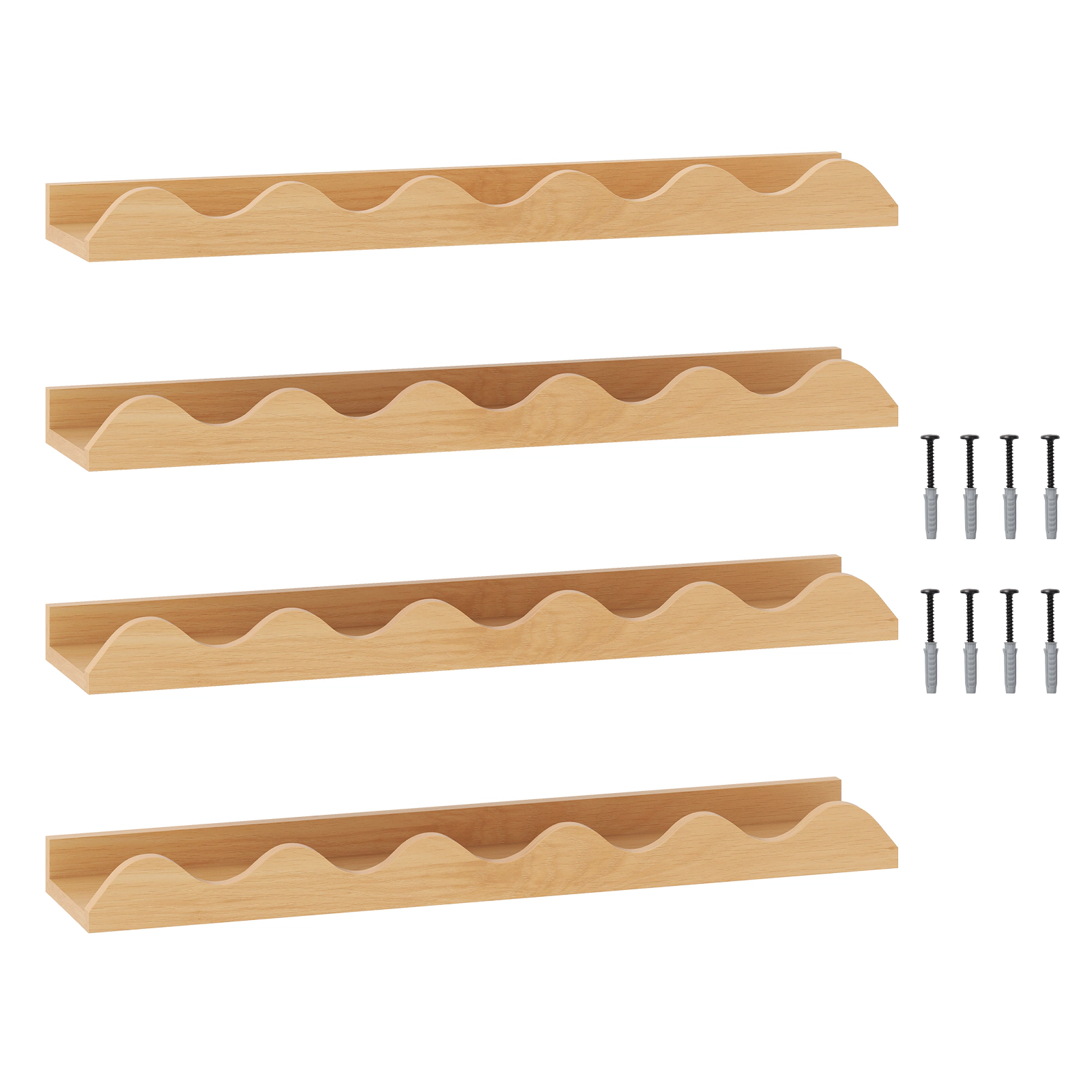 SUGIFT Natural 24 in Set of 4 Kids Wall-Mounted Picture Ledge Book Shelves