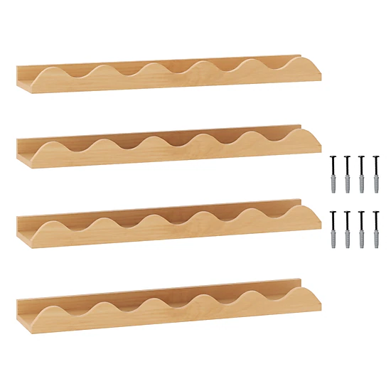 SUGIFT Set of 4 Natural Fir Wood Kids Wall-Mounted Picture Ledge Bookshelf 24-in W 16.5-lb Per Ledge