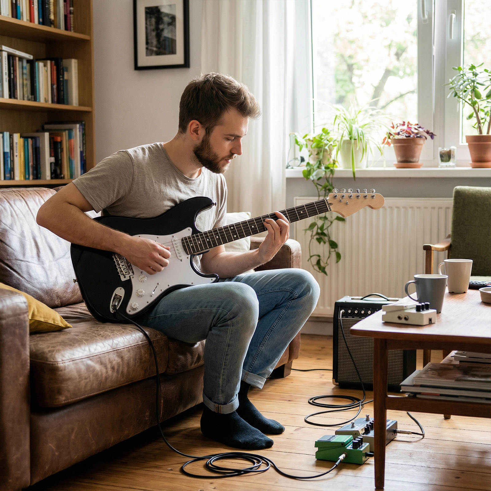 SUGIFT Black 39-in Full Size Electric Guitar Beginner Kit with 15W Amplifier Gig Bag and Digital Tuner