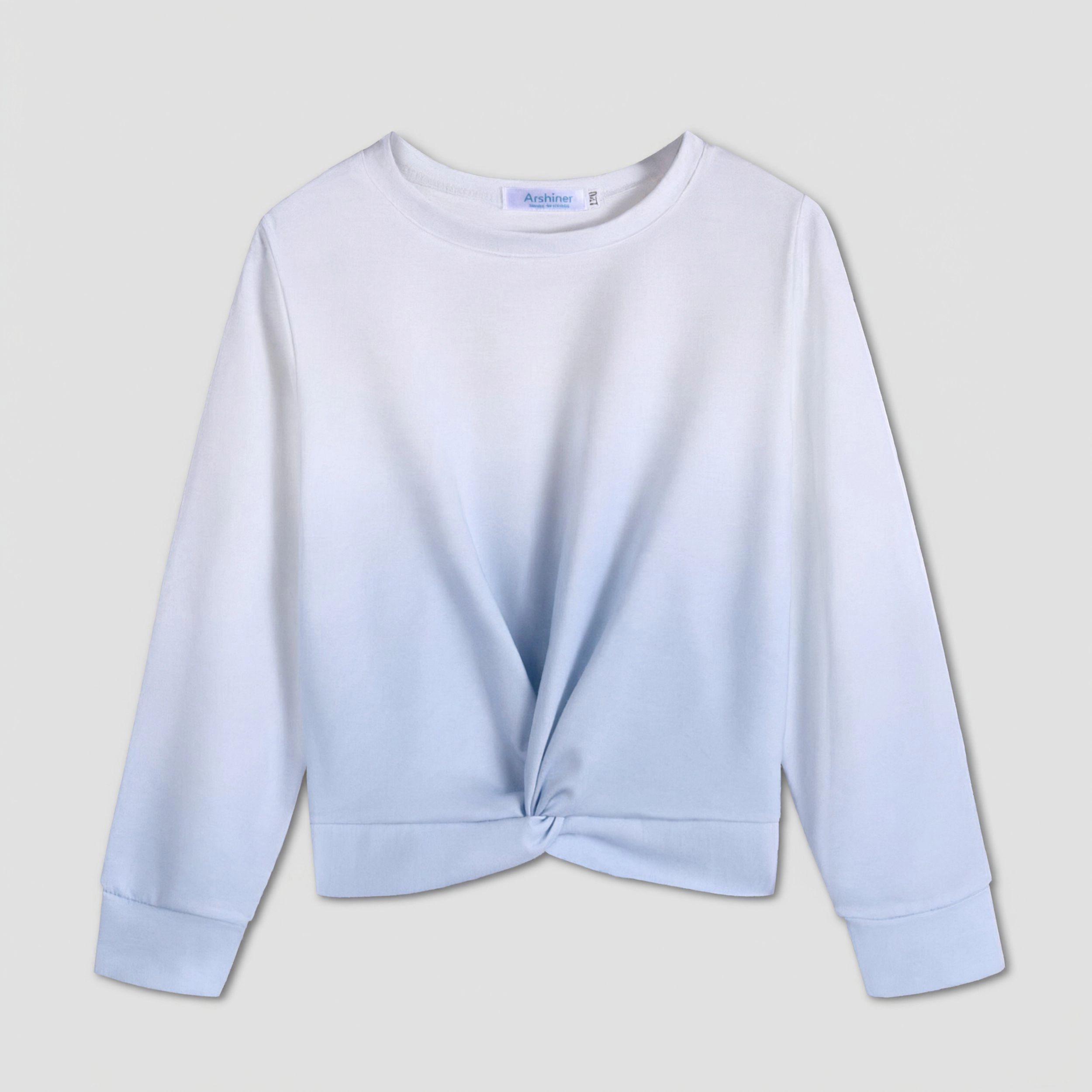 Arshiner Girls Tops Twist Front Lightweight Sweatshirt Tie Dye Printed Long Sleeve Crop
