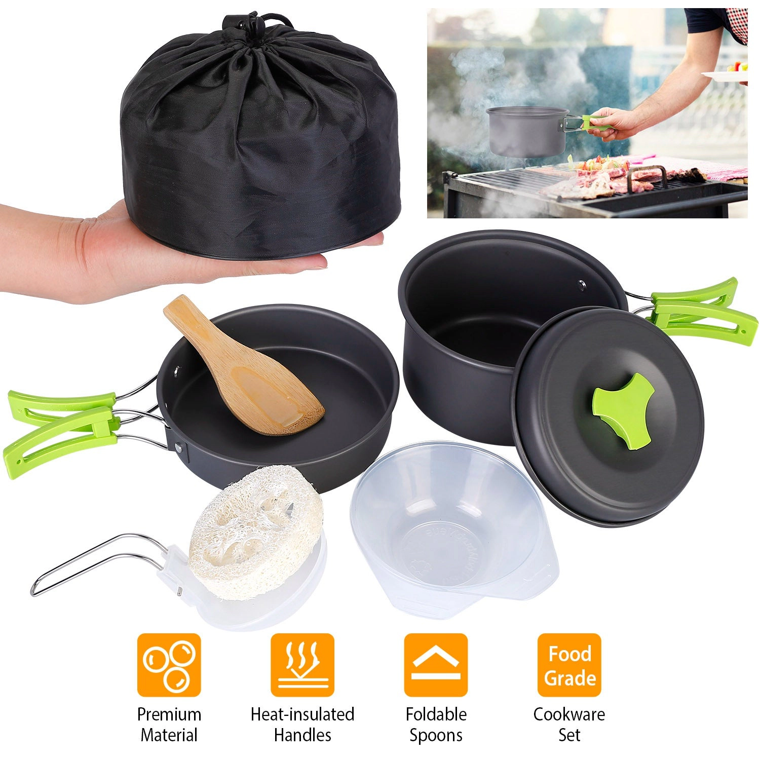 GBruno 9-Piece Aluminum Camping Cookware Set