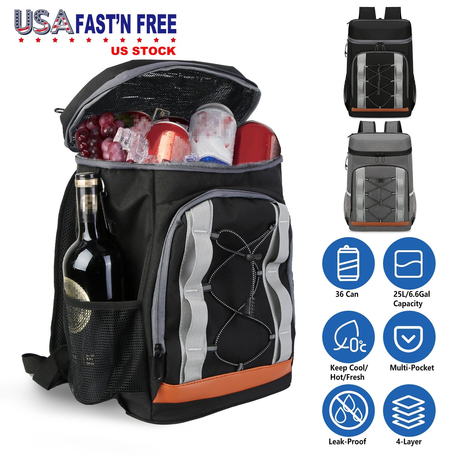 GBruno Insulated 36-Can Cooler Backpack