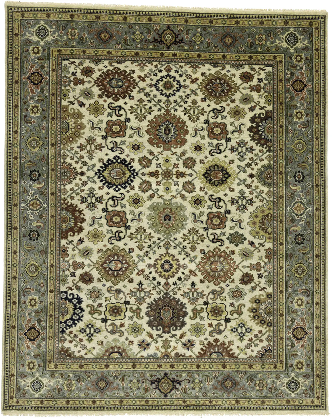 Magic Rugs Cream Tribal Geometric 8X10 Indo-Karajeh Oriental Rug