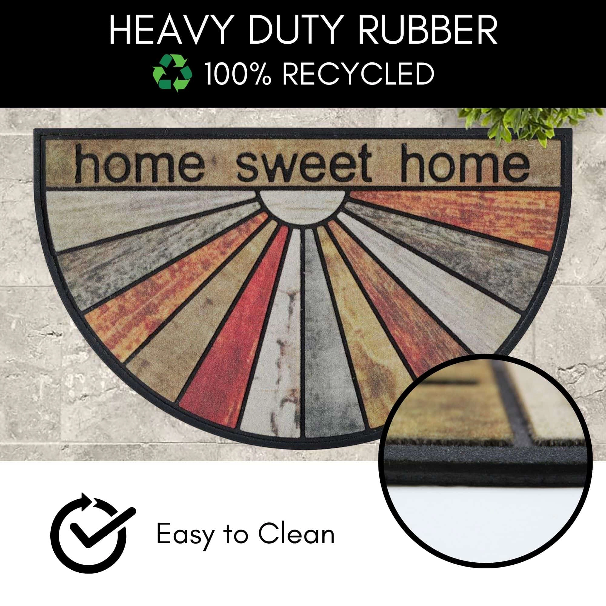 Evideco French Home Goods Brown Orange Sweet Rubber Doormat 30 x 18 Inches