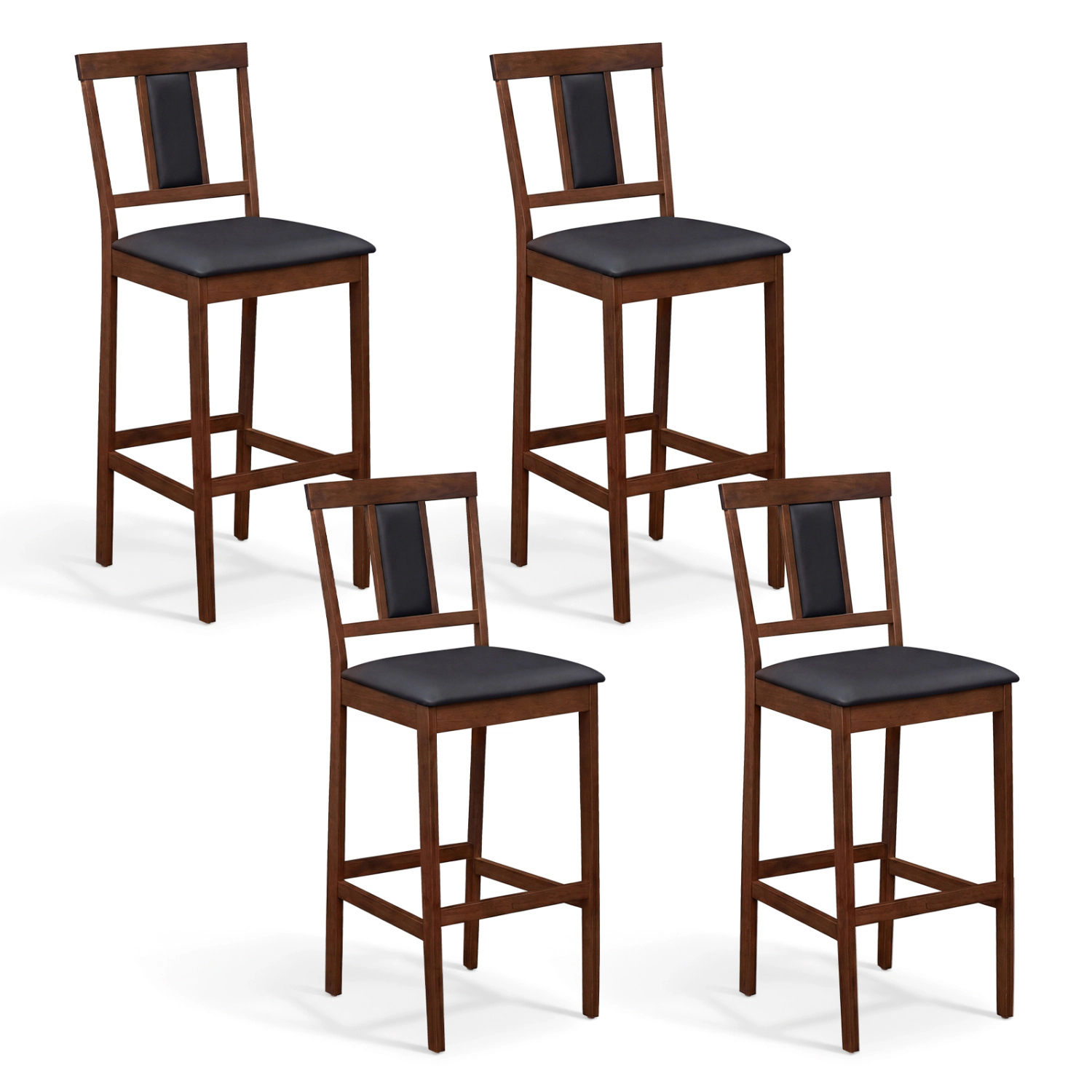 LJG Set of 4 Upholstered Barstool 29.5 Inch Bar Height with Solid Rubber Wood Frame