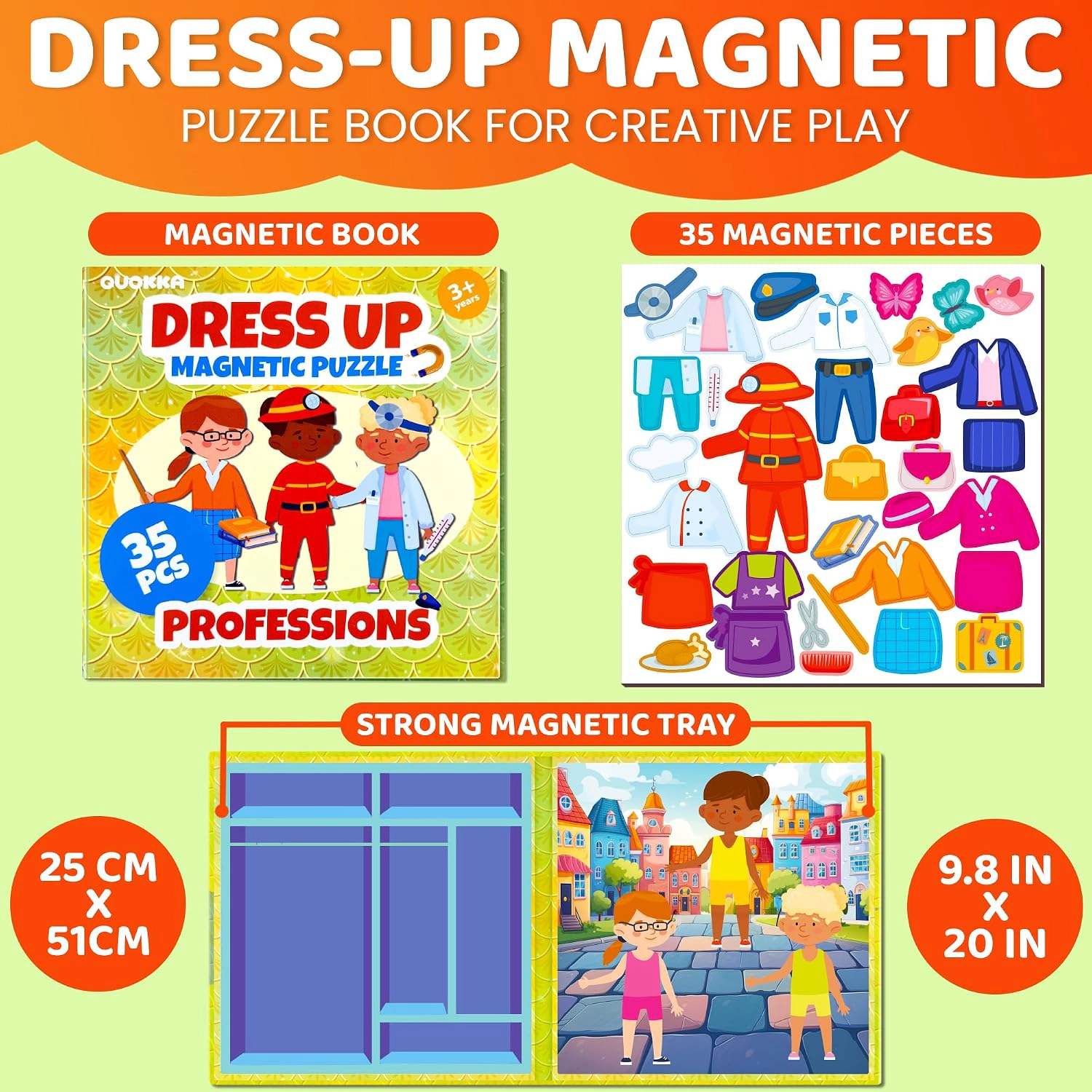QUOKKA Magnetic Dress-Up Dolls, Creative Pretend Play Set with Mix & Match Outfits for Kids Ages 3-5