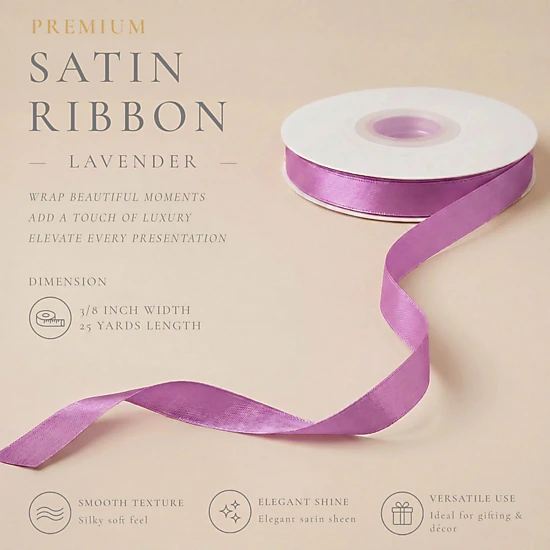 Wrapables Satin Ribbon 3/8 Inch x 75 Yards (Set of 3), For Gift Wrapping, Floral Bouquets, DIY Crafts, Purples