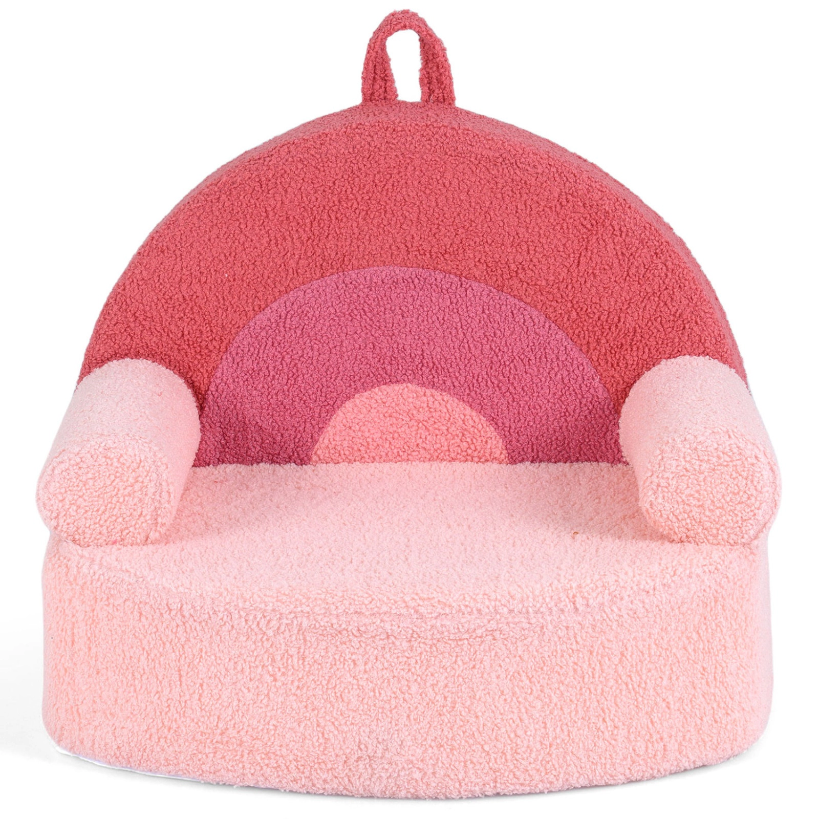 SUGIFT Pink Rainbow Back and Teddy Fleece Cover Kids Foam Couch Toddler Armchair