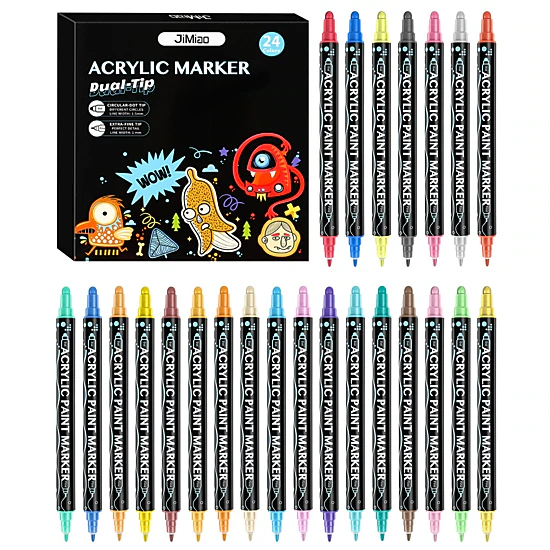 GBruno Dual-Tip Acrylic Paint Markers, 24-Color Set
